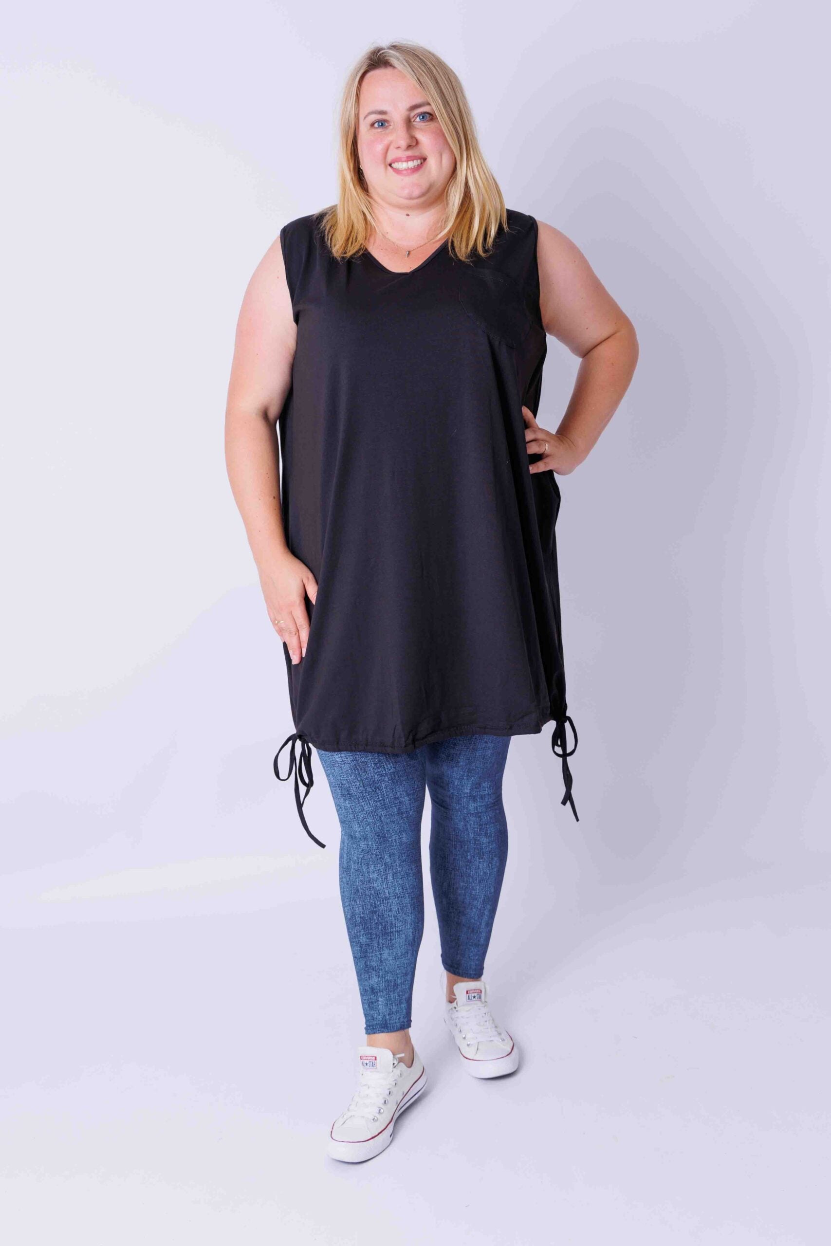 Mouwloze top, katoen, ca 95 cm