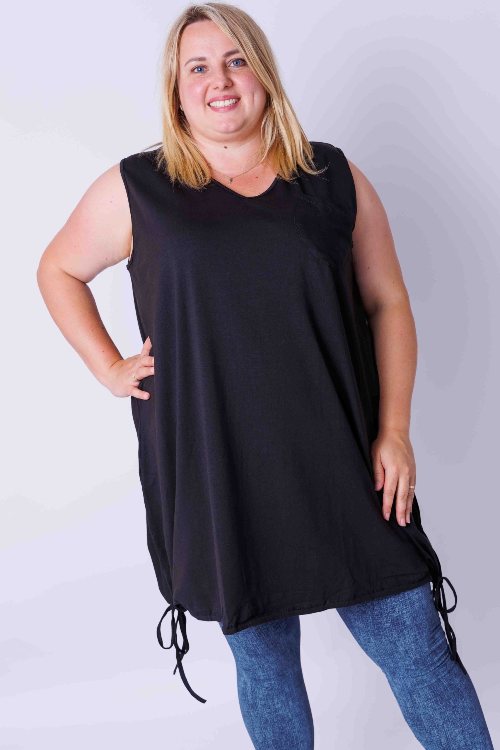 Mouwloze top, katoen, ca 95 cm