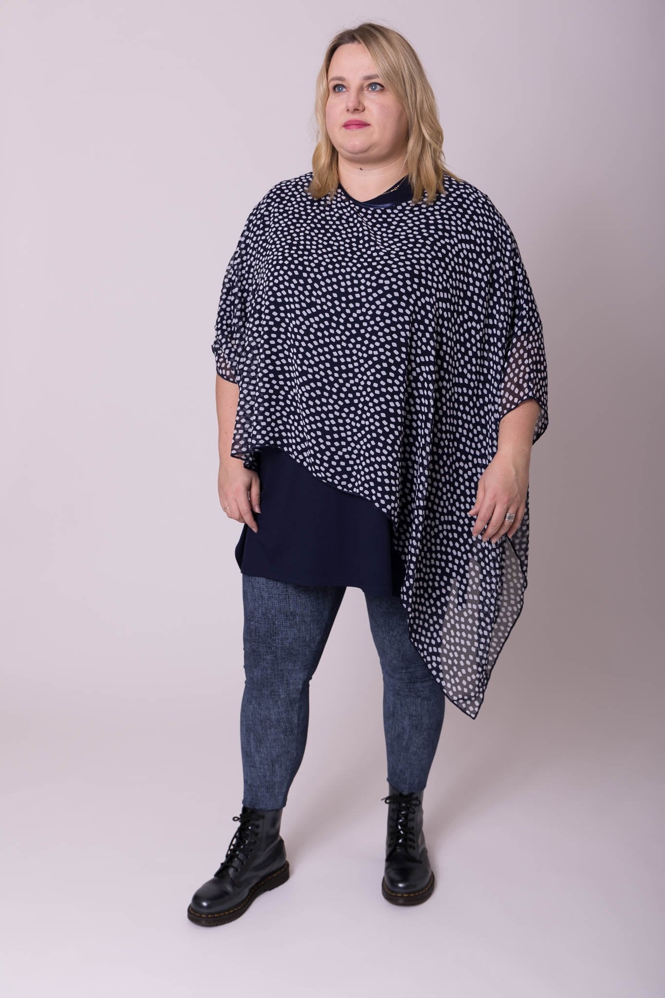 Poncho stijl asymmetrisch chiffon one size 42-56