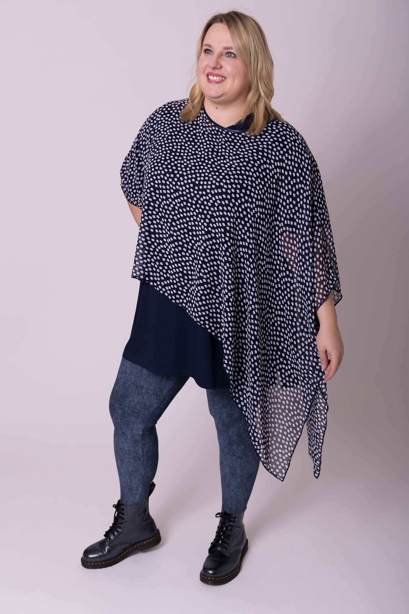 Poncho stijl asymmetrisch chiffon one size 42-56
