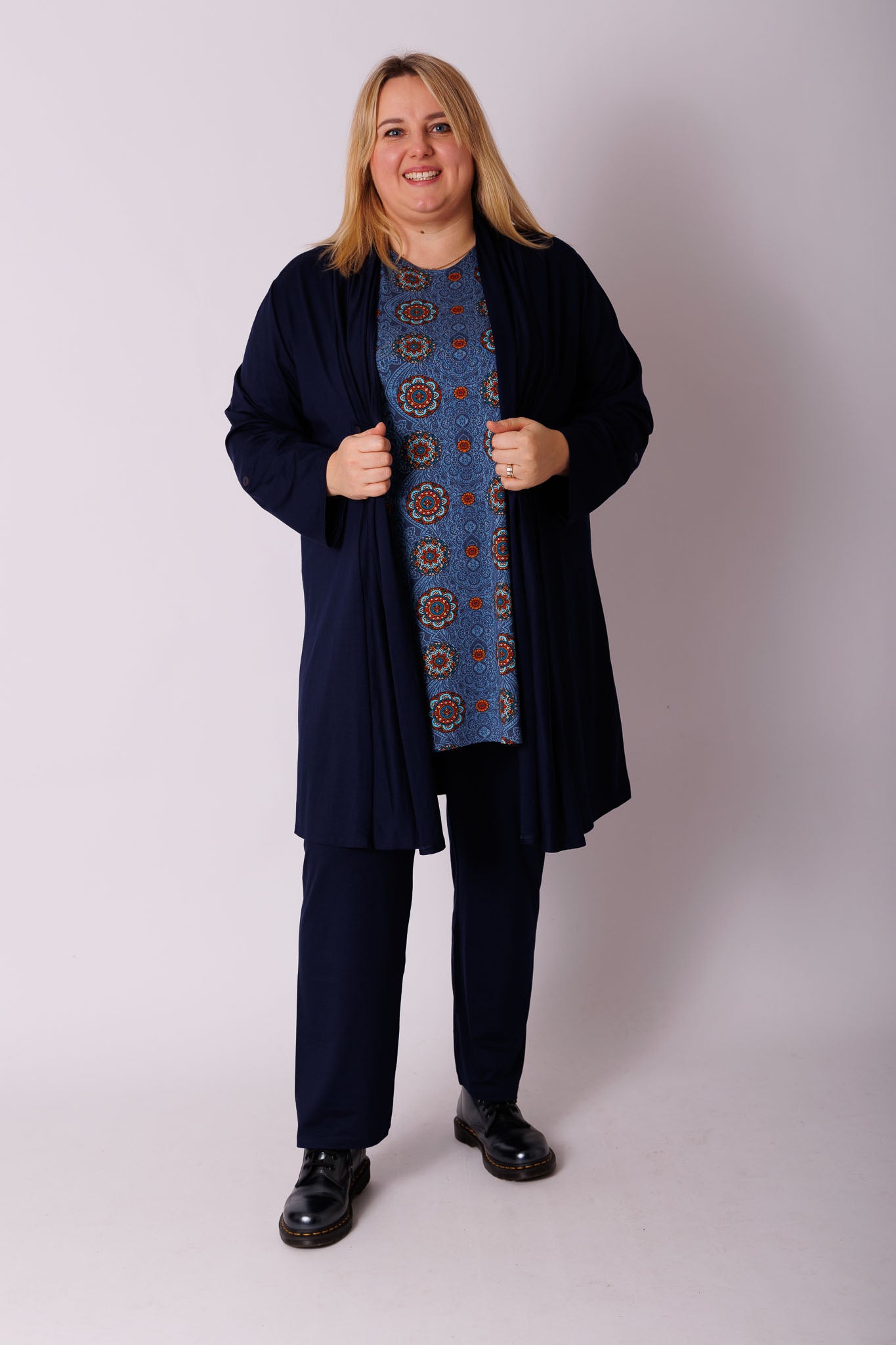 Shirt Eva caleidoscoop blauw viscose 90cm