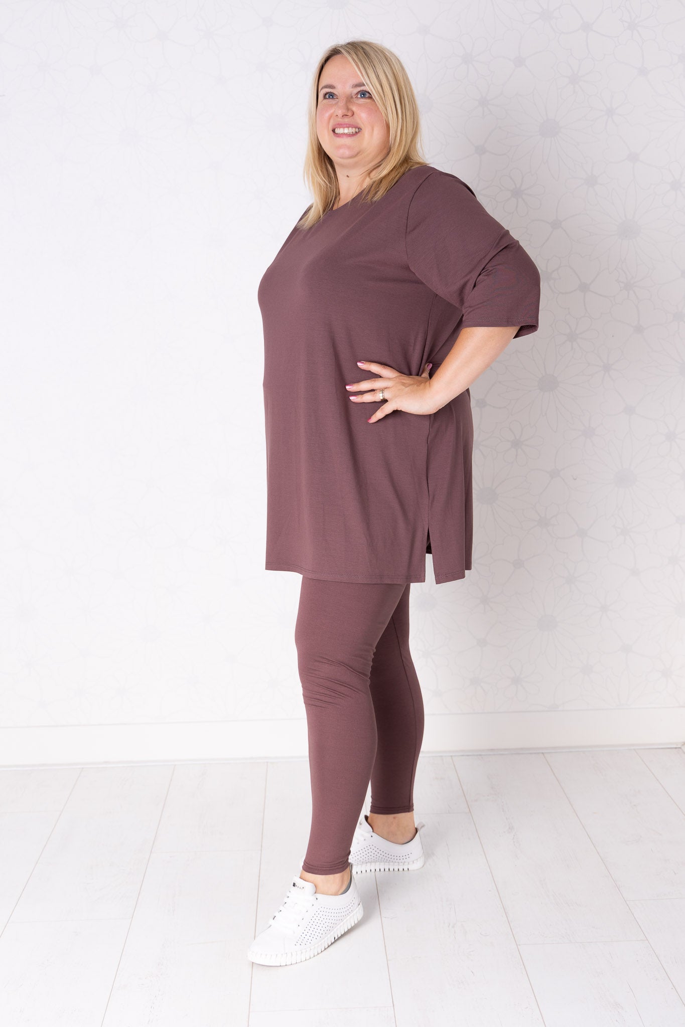 Shirt Eva 90 cm driekwart mouwen viscose maat 46/48