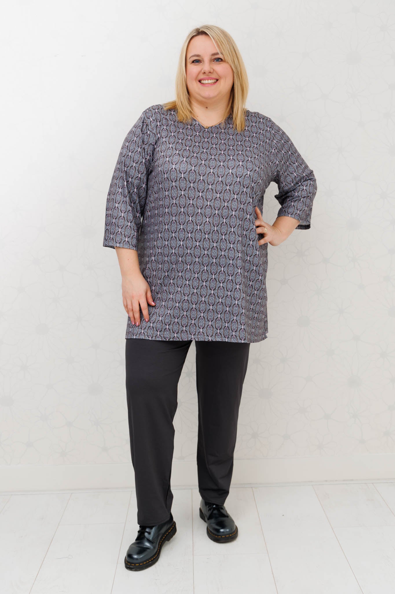Shirt Eva grafiet-paars-bruin kettinkjes 90 cm kimo