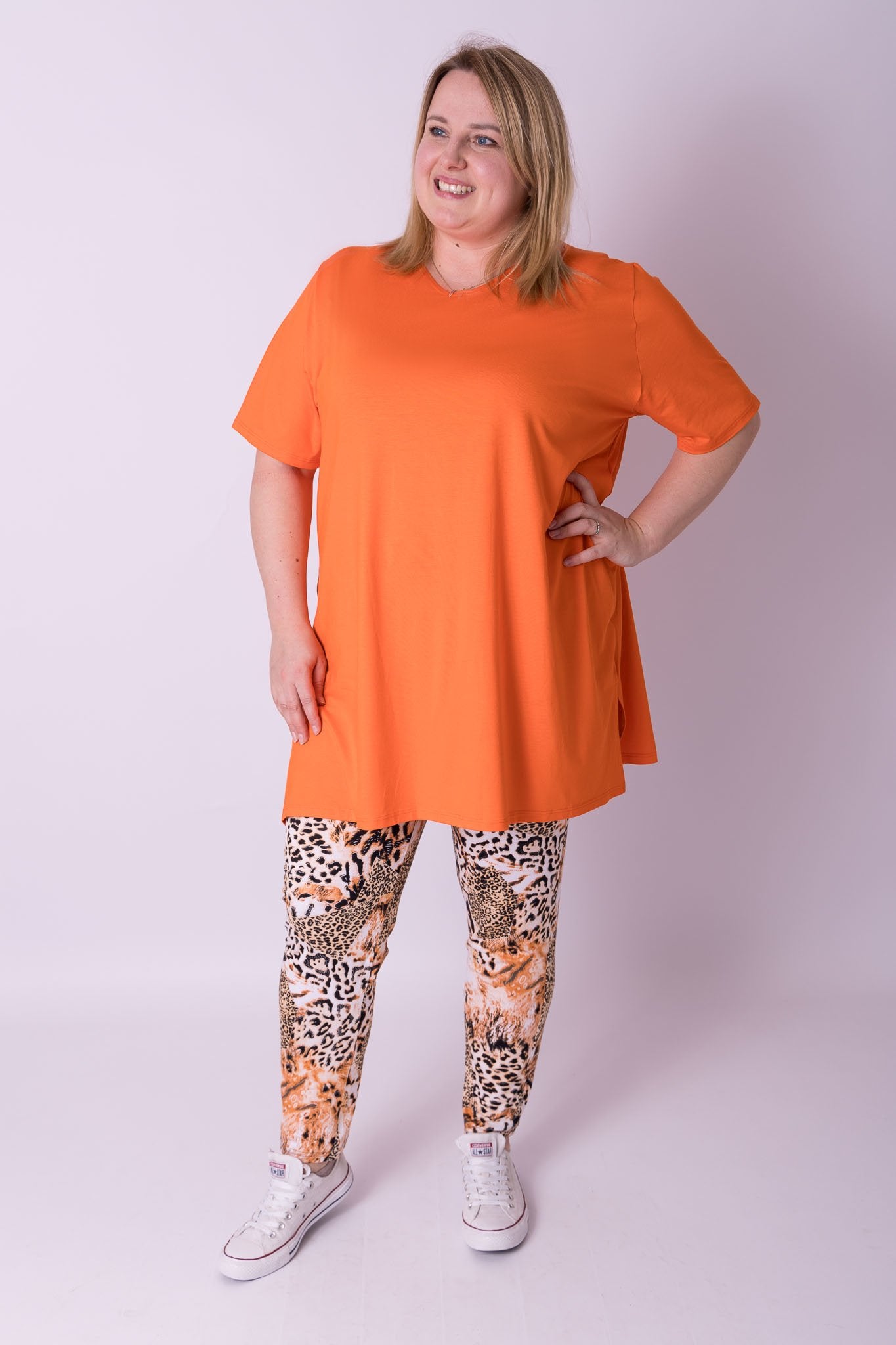Broek lang viscose print maten 42-62