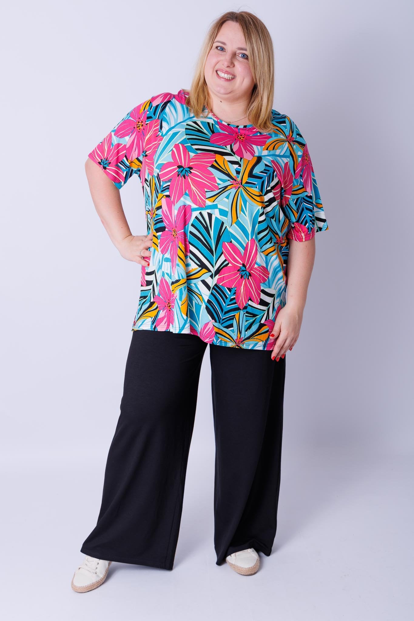 T-shirt Herma roze turquoise 80-82 cm viscose