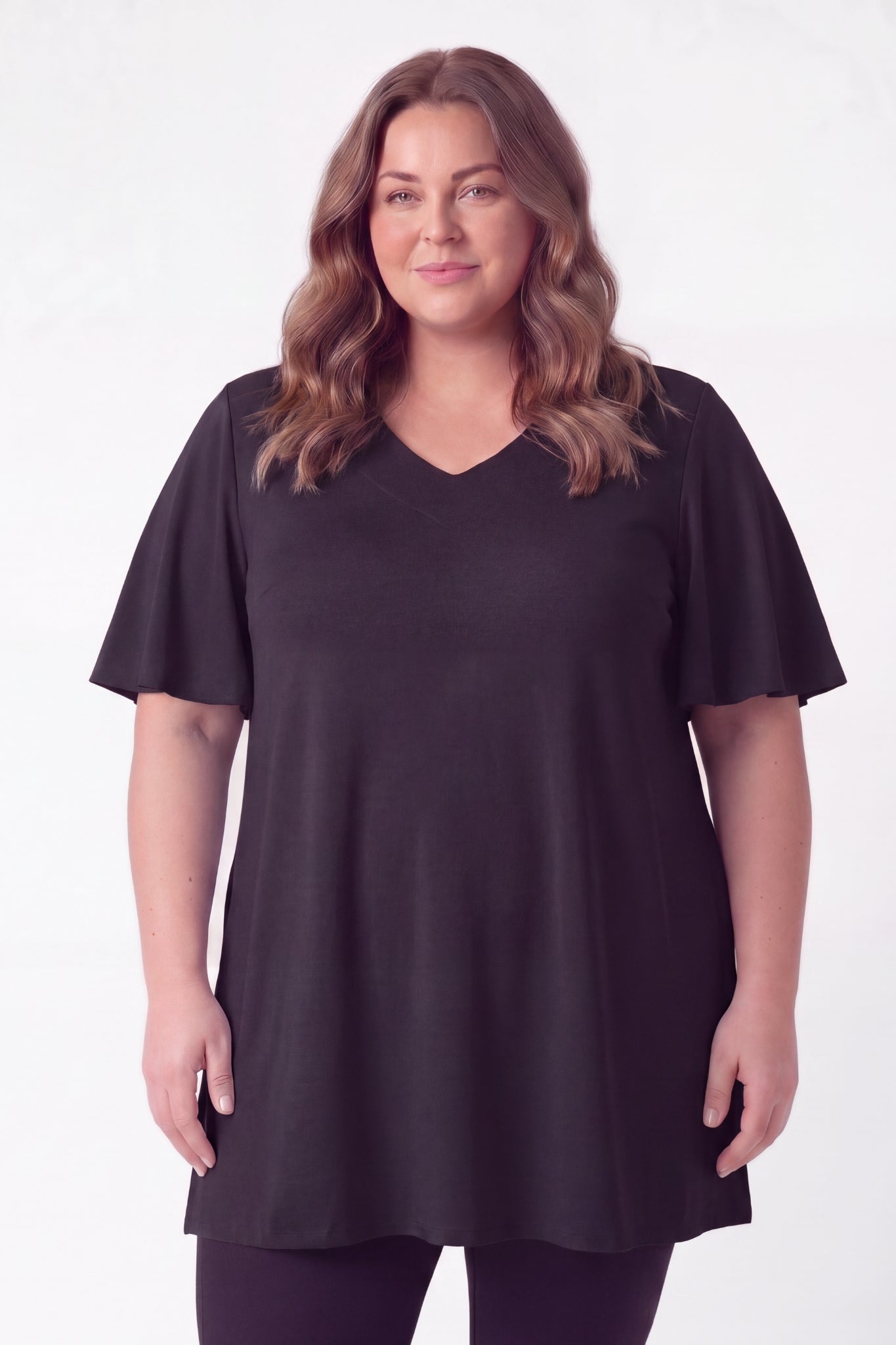 Longshirt Karin | V-hals | Vlindermouw | Viscose Single Jersey | 90 cm
