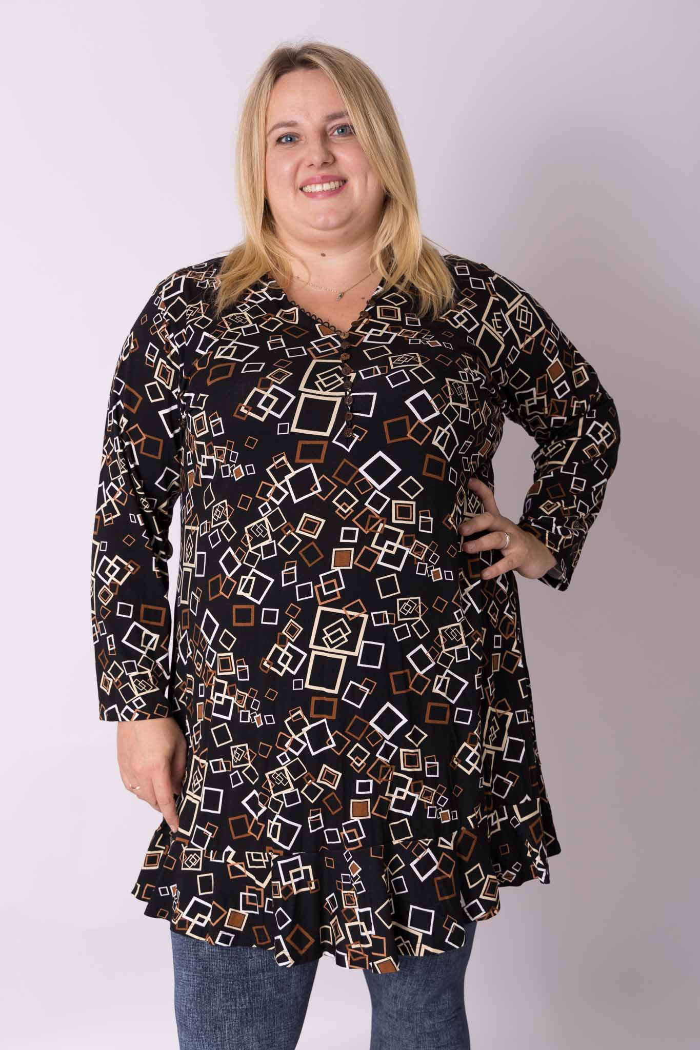 Top Ada vierkantjes bruin 95-100 cm viscose