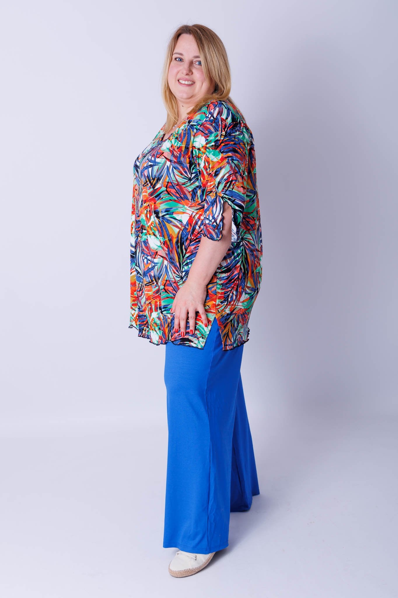 Top Erna driekwart mouwen fleurige varen 90 cm viscose