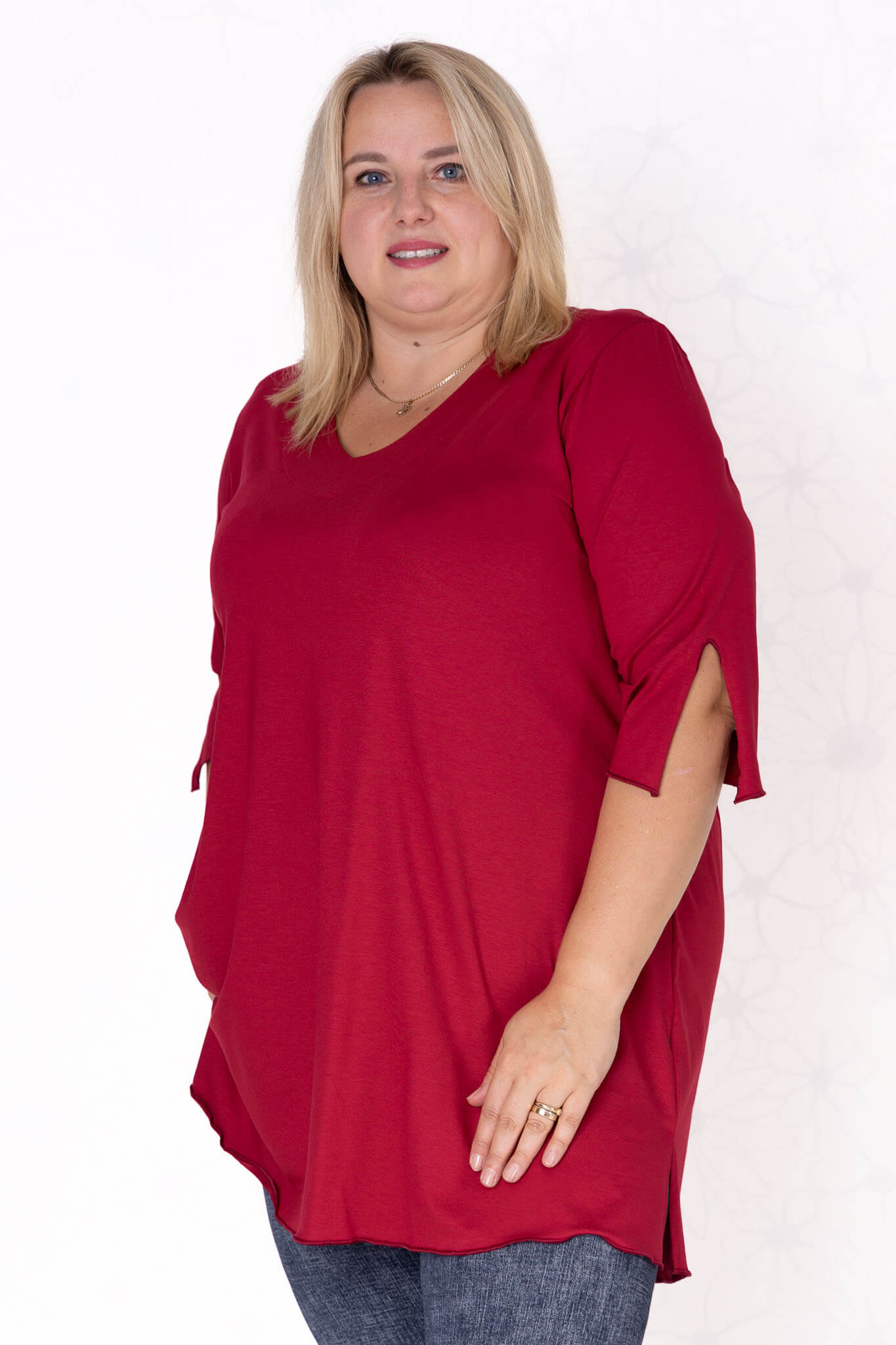 Erna driekwart mouwen viscose 90 cm