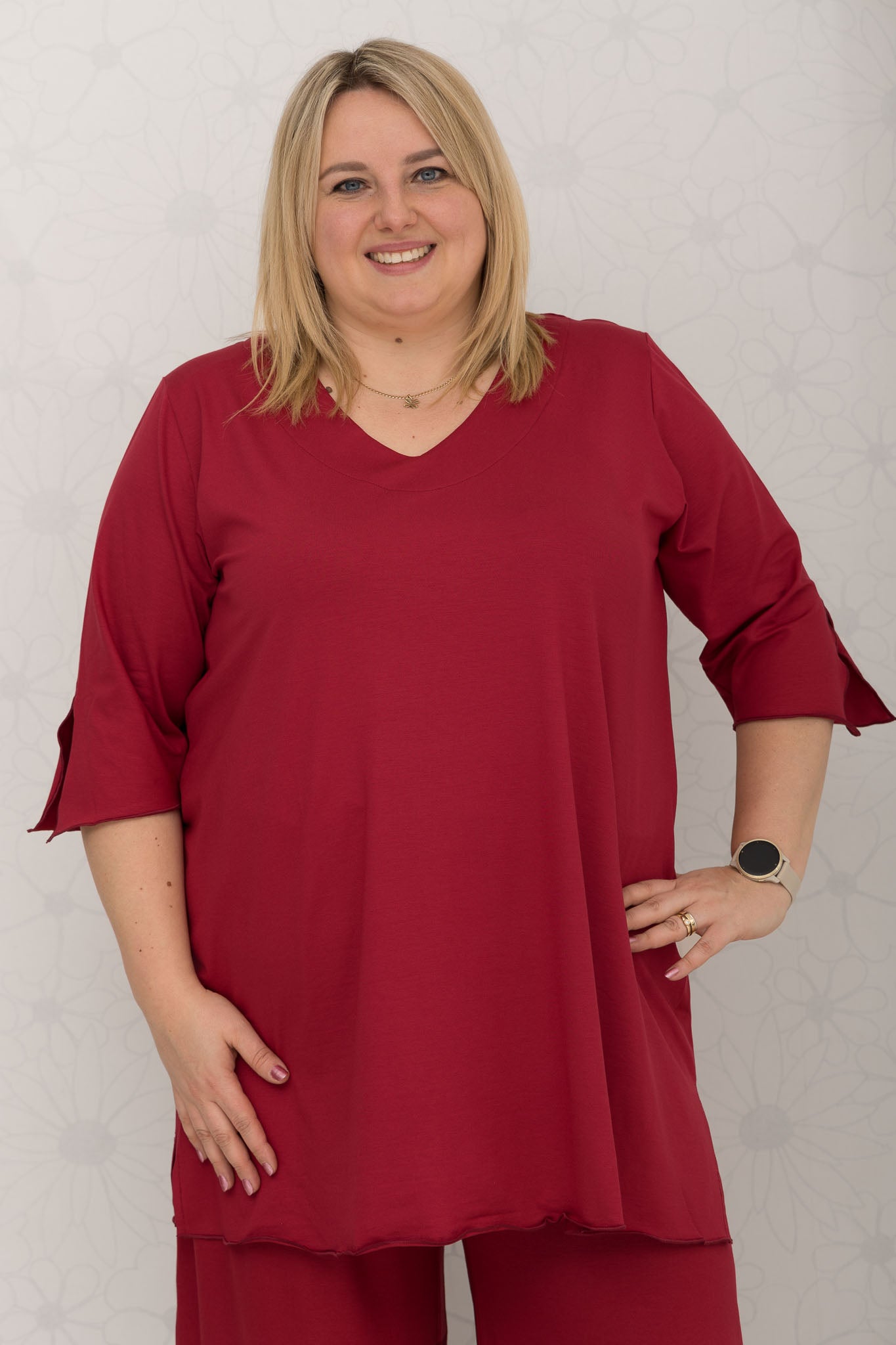 Erna driekwart mouwen viscose 90 cm
