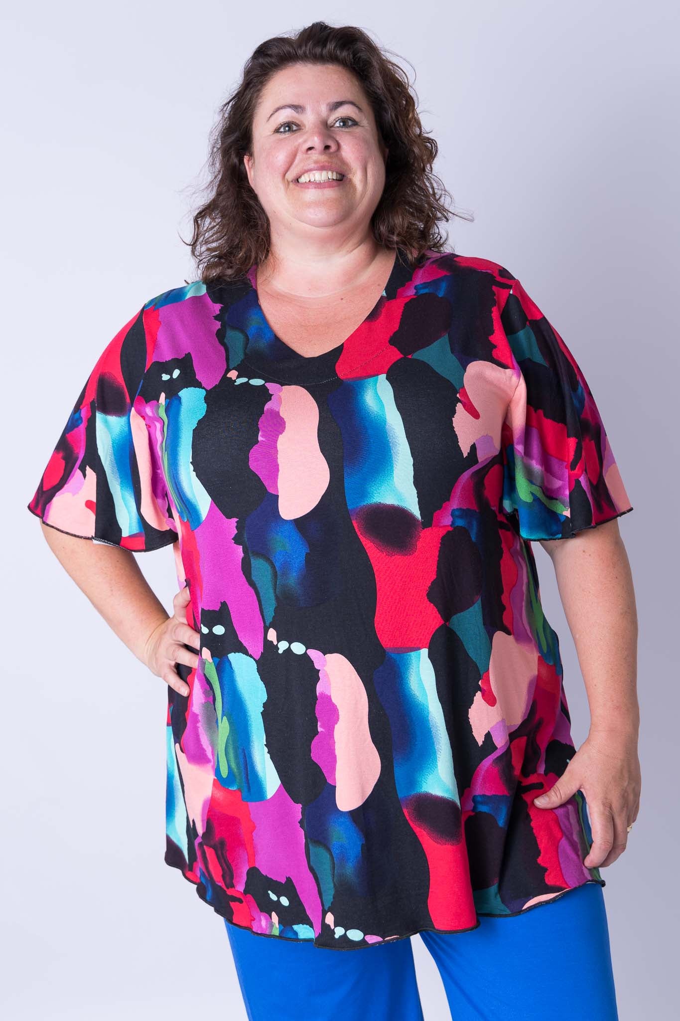 Top Karin fleurige vlekjes 90 cm viscose