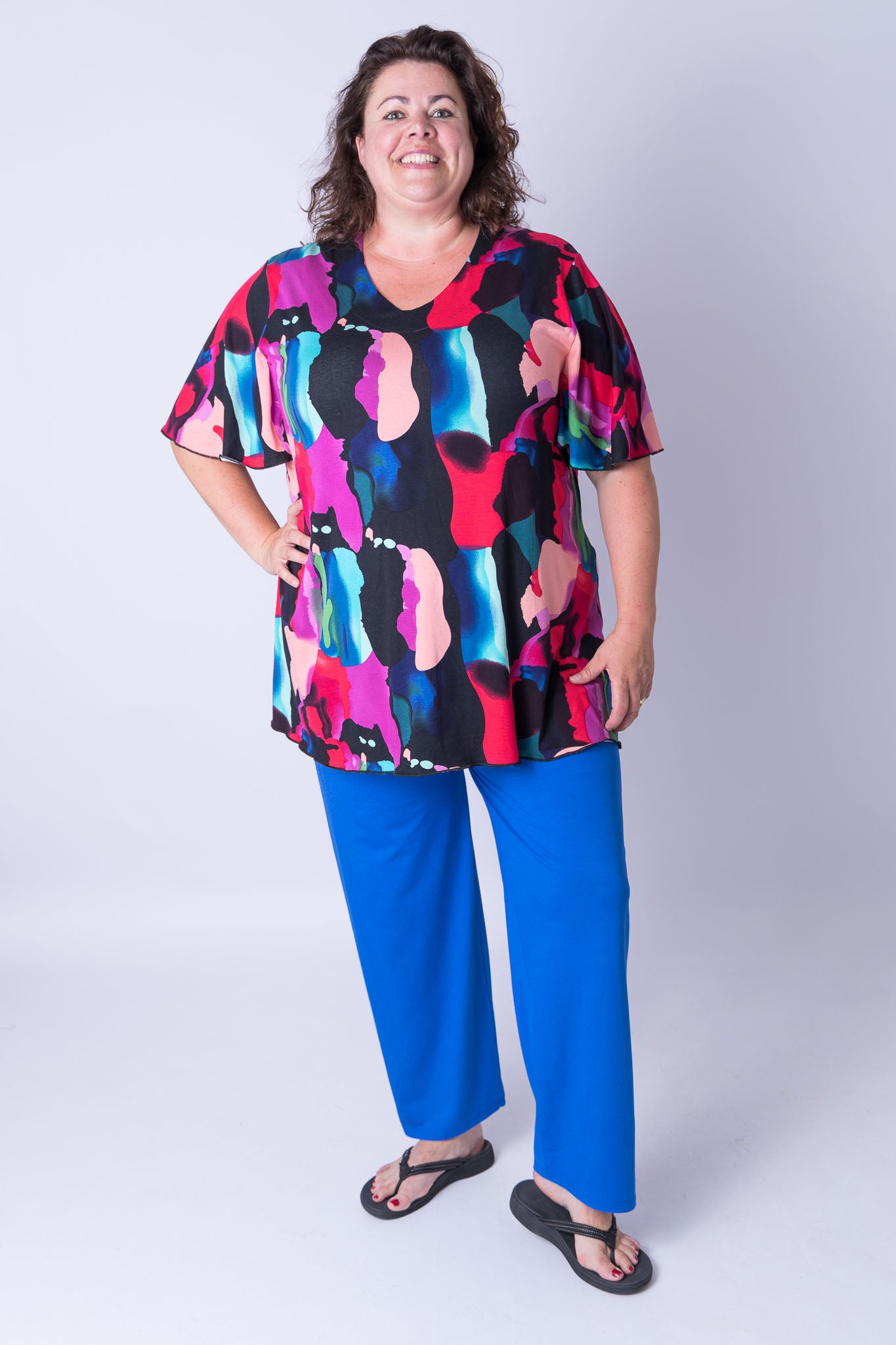 Top Karin fleurige vlekjes 90 cm viscose