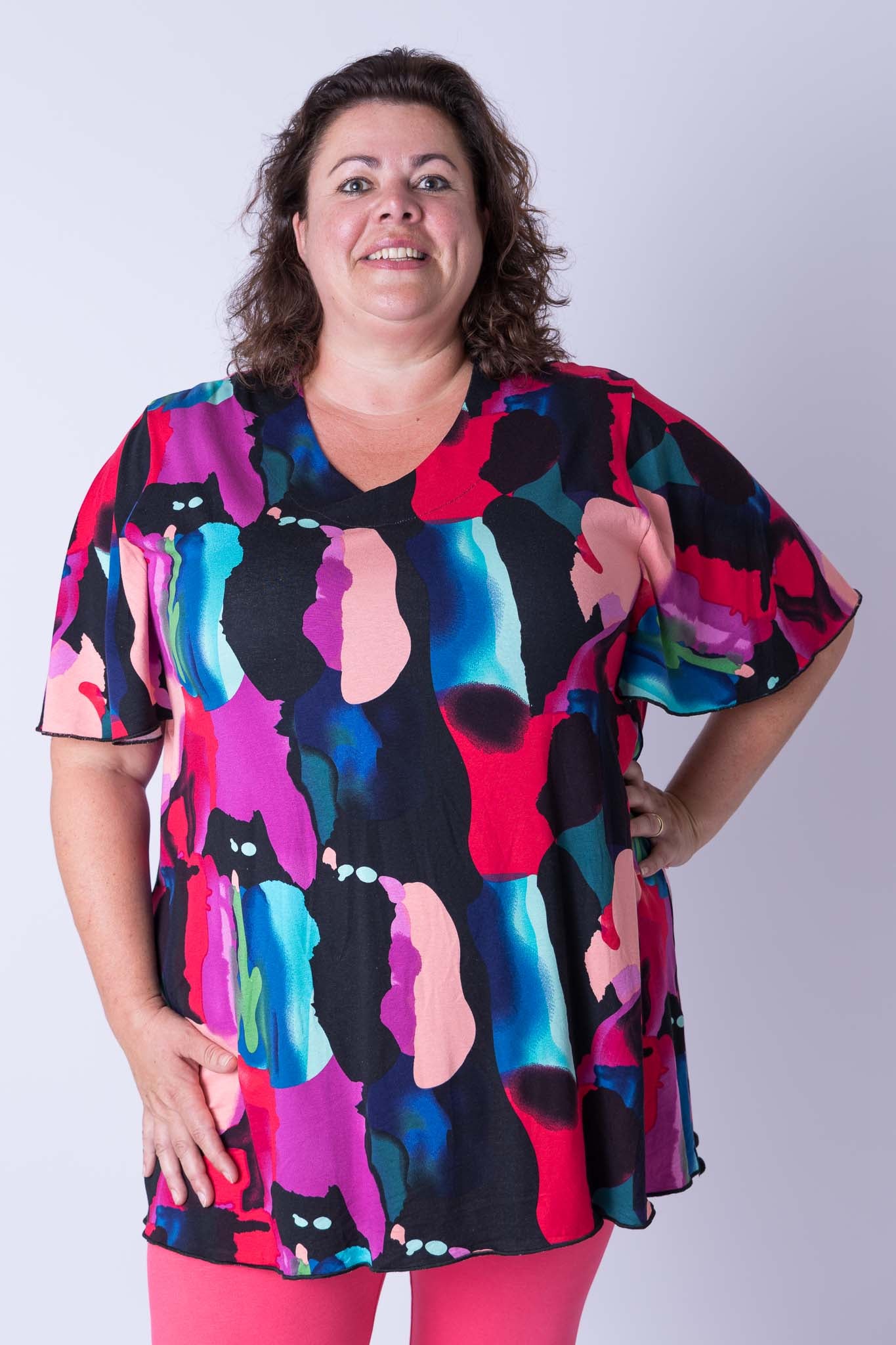 Top Karin fleurige vlekjes 90 cm viscose