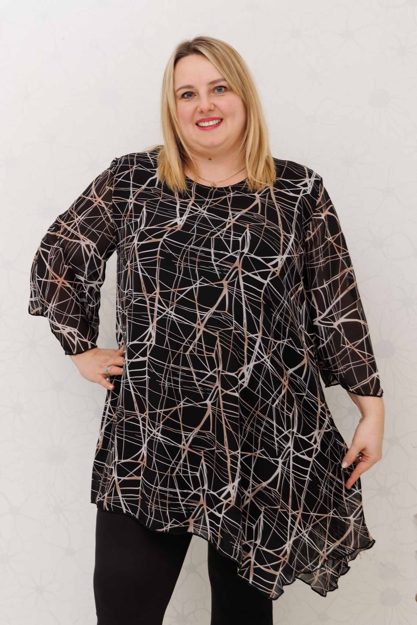 Tuniek Lotte bliksem asymmetrisch chiffon
