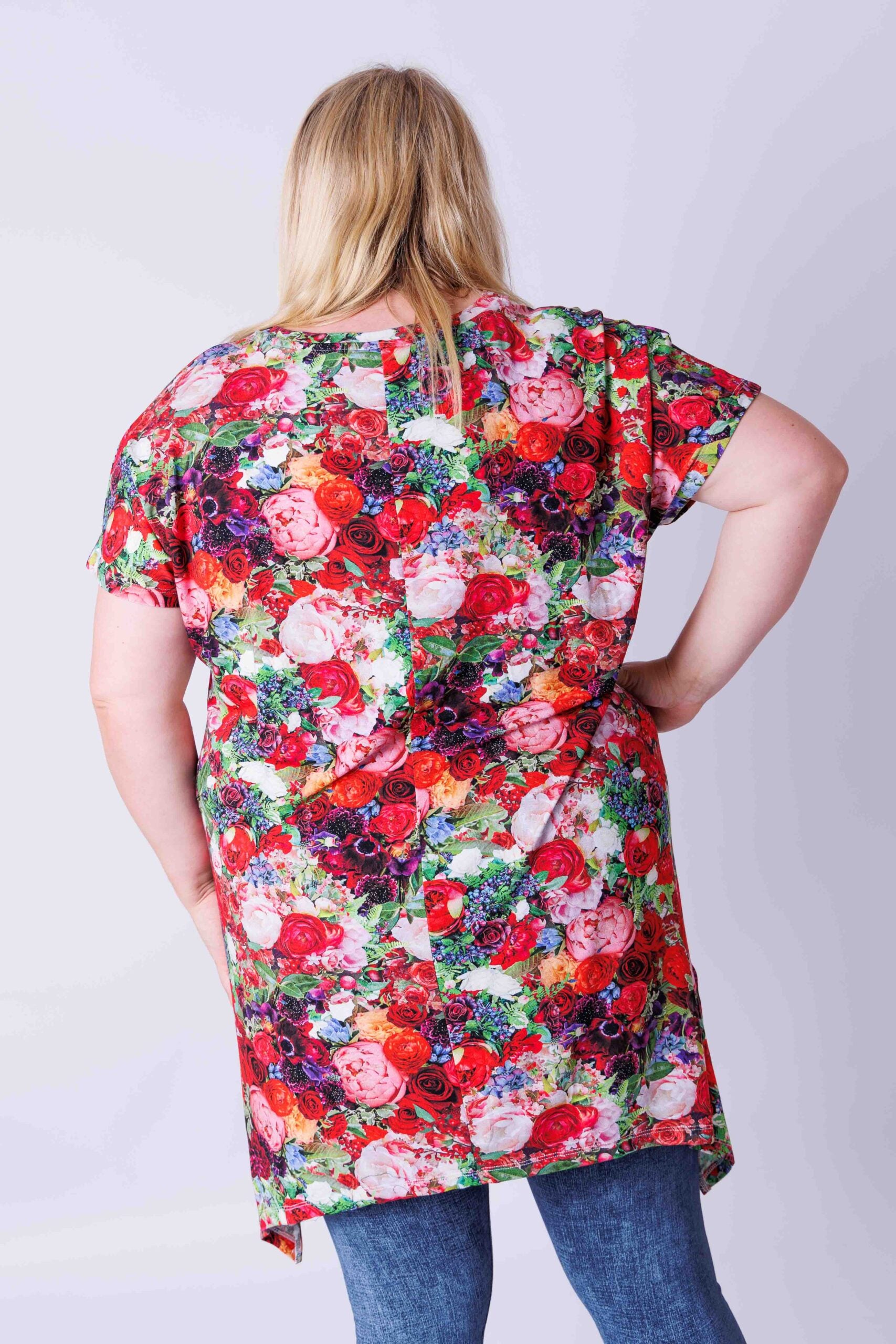 Top bloemist lange zijkanten viscose 80 cm maat 48-52