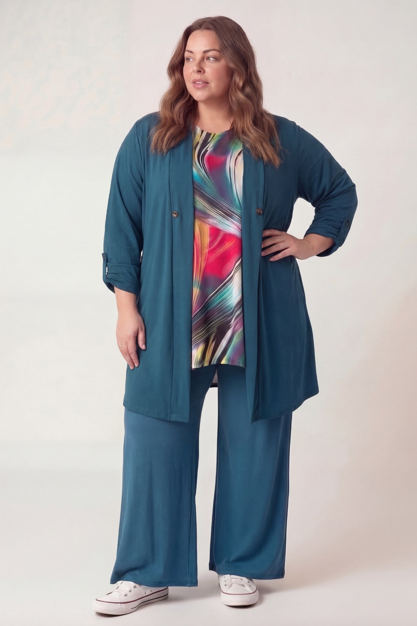 Vest Renske | Viscose | Oprol mouwen | 100cm