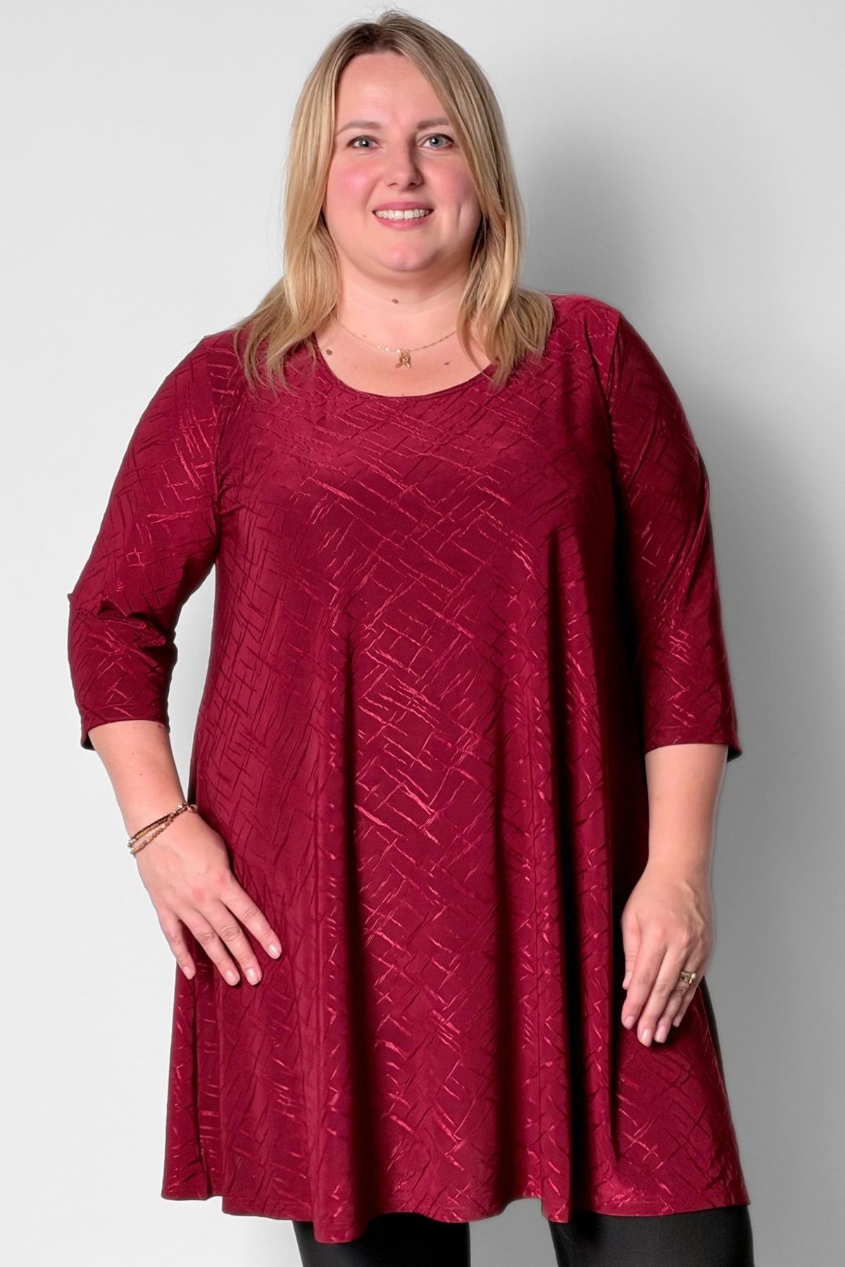 Longshirt Durkje | 2 Lengtes | 86 & 96cm | Stretch Jacquard | Wijde A-lijn | 3/4 mouw