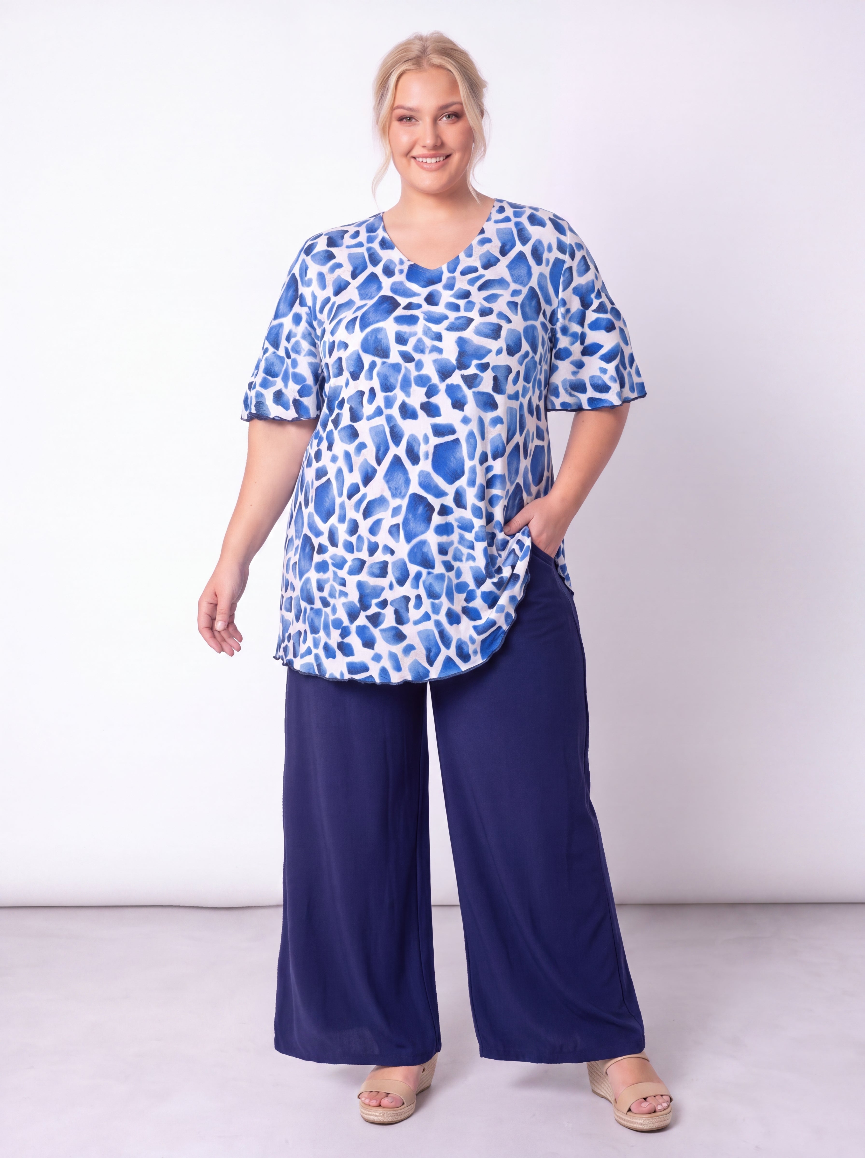 Top Karin 90cm | Asure Mosaic | Vlindermouw | Viscose