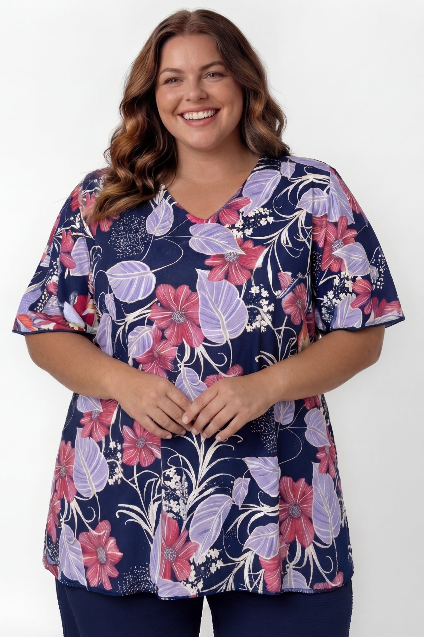 Top Karin 90cm | Vlindermouw | Harmony Bloom | Travelstof Venezia