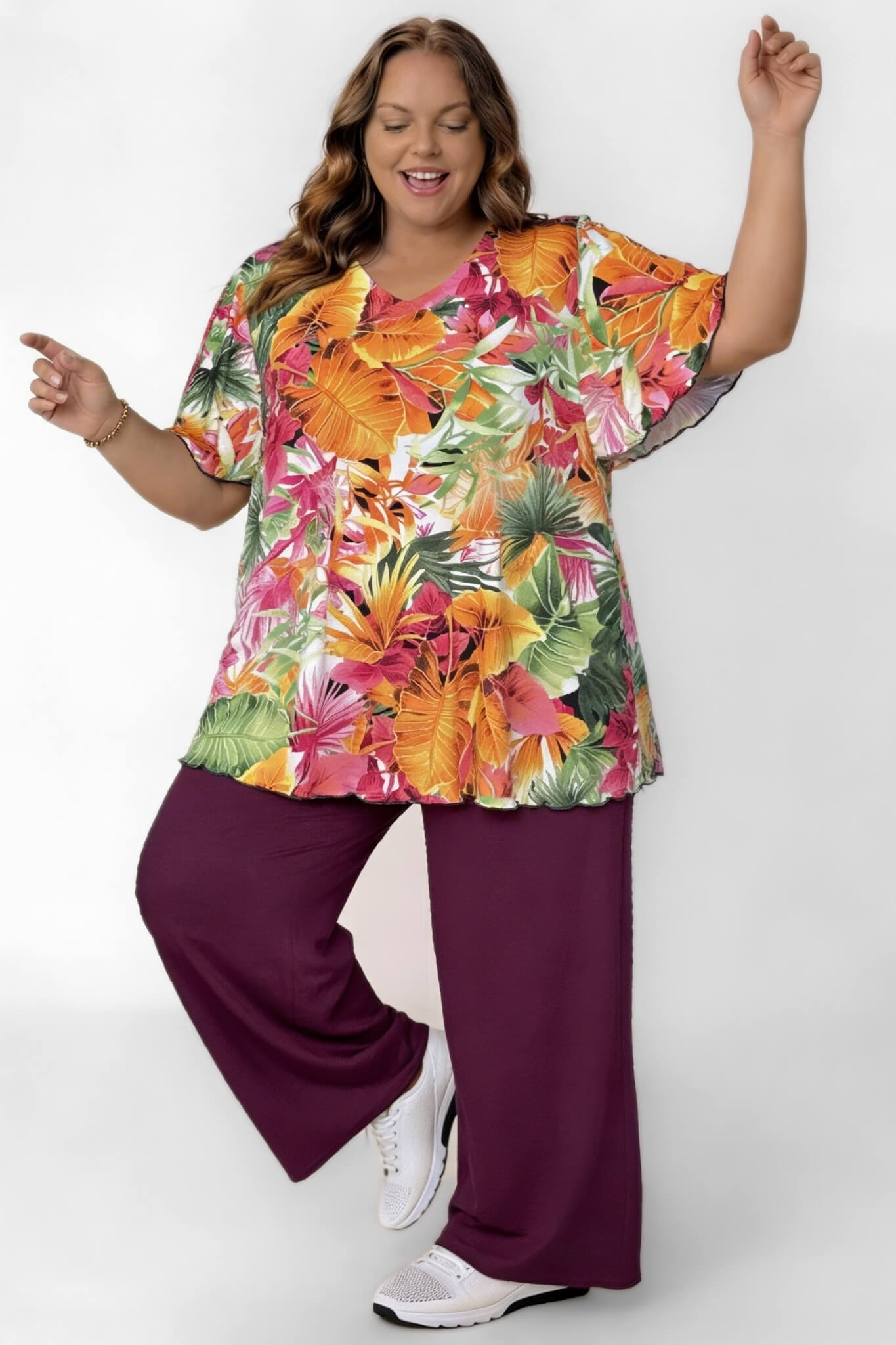 Top Karin 90cm | Vlindermouw | Tropical Bloom | Travelstof Venezia