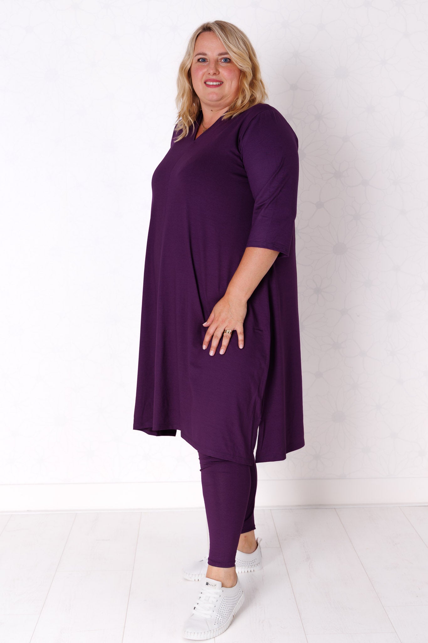 Tuniek Gonny | A-lijn | 3/4 mouw | viscose | 110 cm