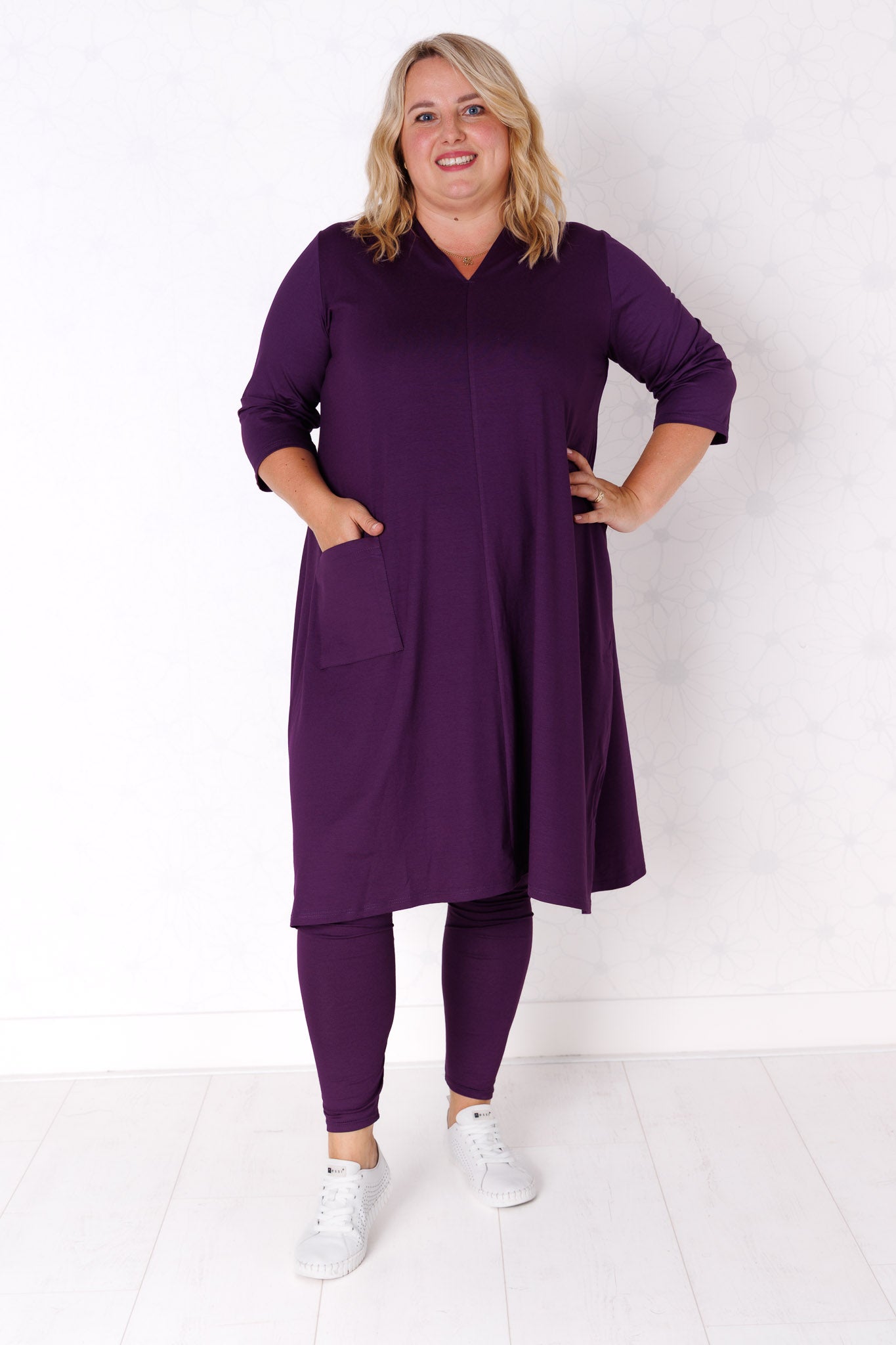 Tuniek Gonny | A-lijn | 3/4 mouw | viscose | 110 cm