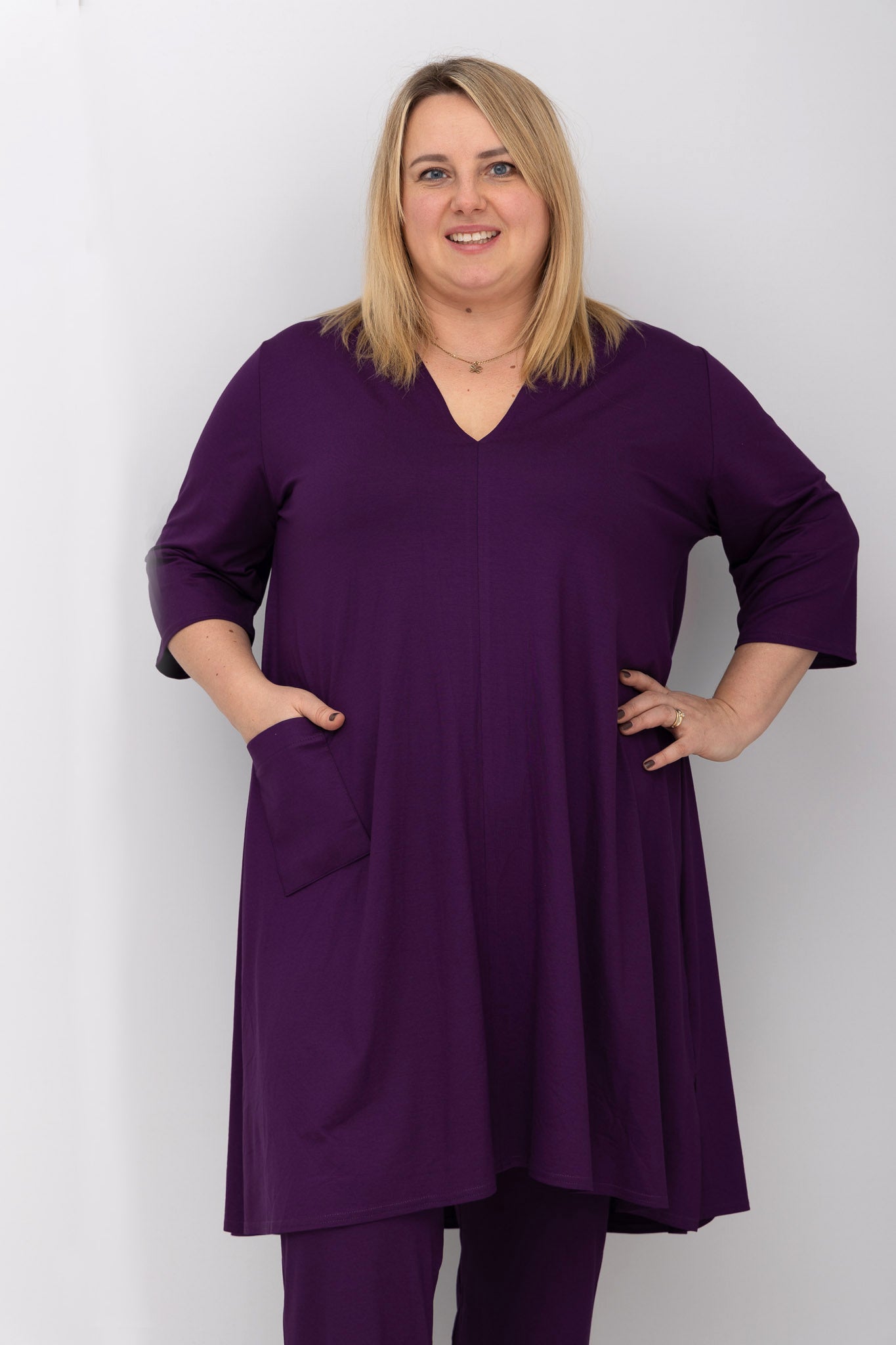Tuniek Gonny | A-lijn | 3/4 mouw | viscose | 110 cm
