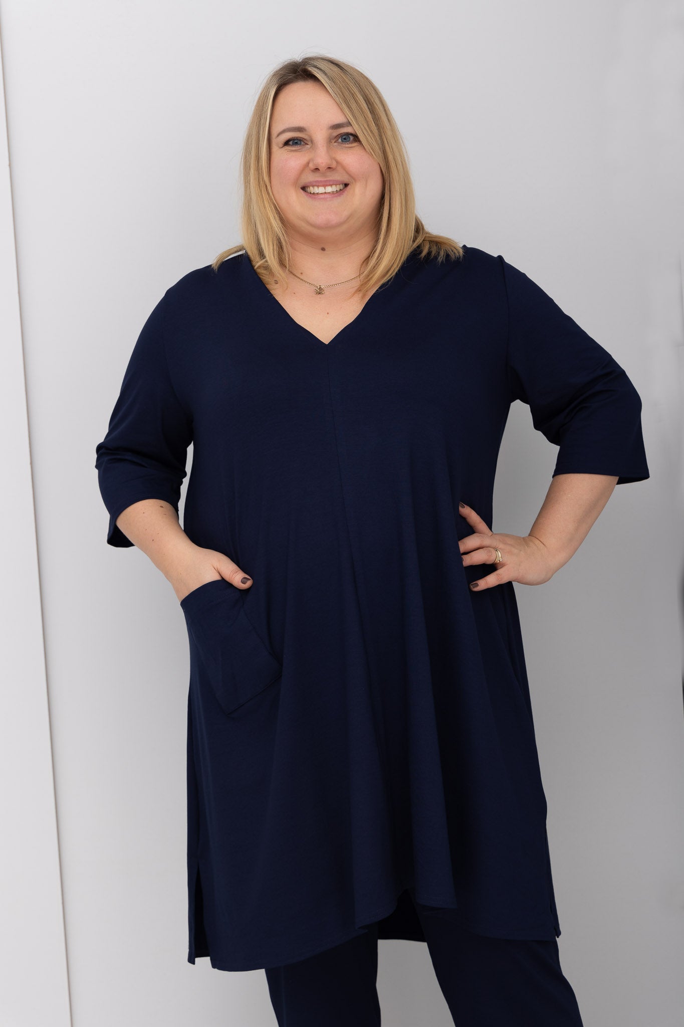 Tuniek Gonny | A-lijn | 3/4 mouw | viscose | 110 cm