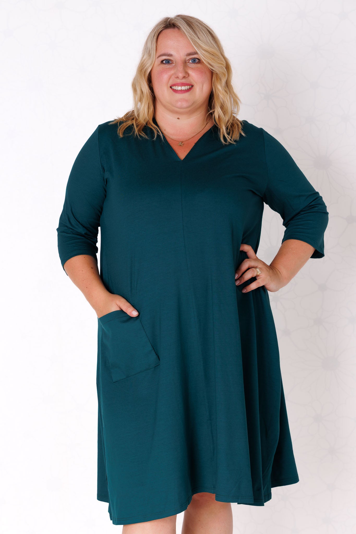 Tuniek Gonny | A-lijn | 3/4 mouw | viscose | 110 cm