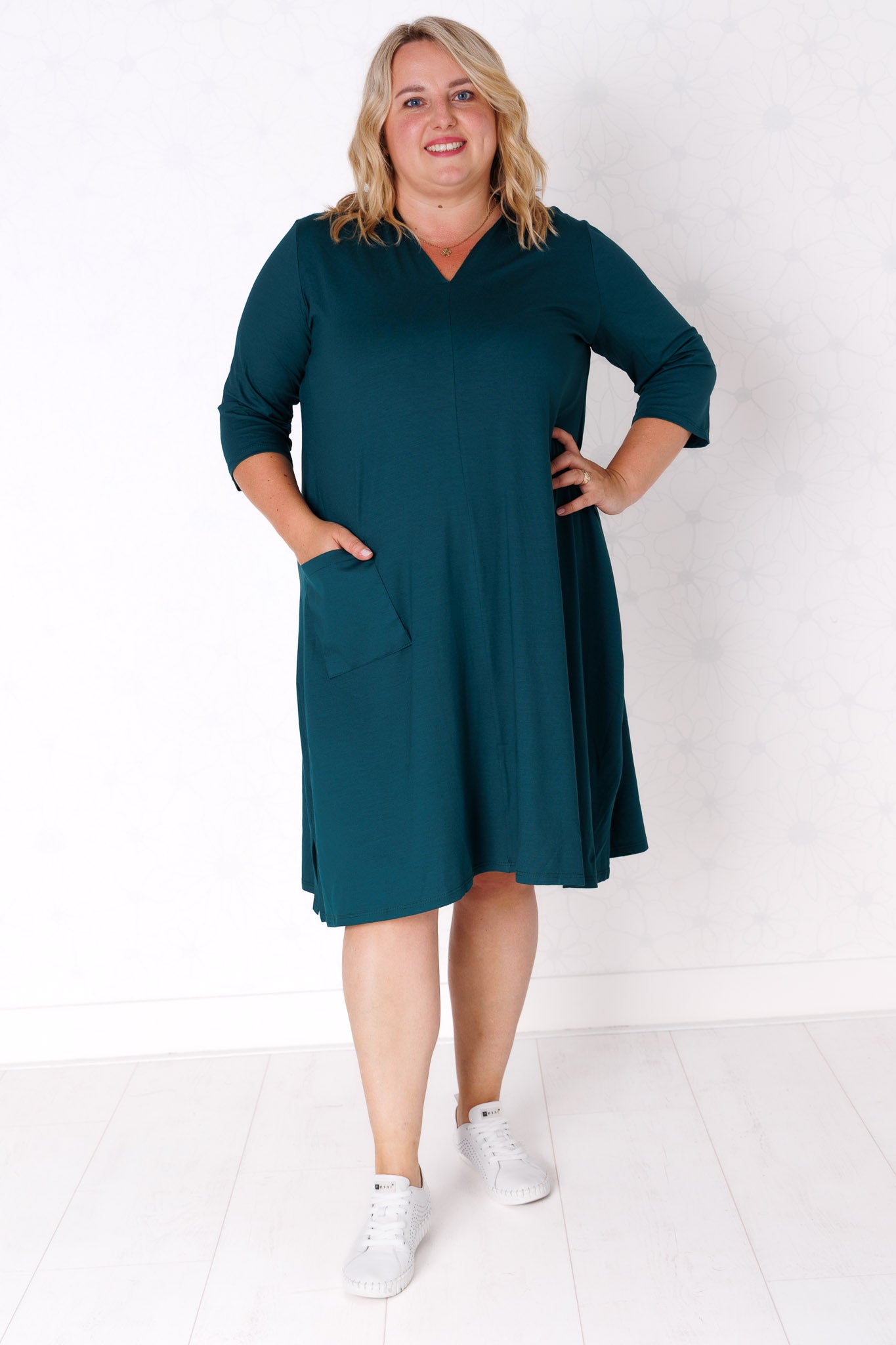 Tuniek Gonny | A-lijn | 3/4 mouw | viscose | 110 cm