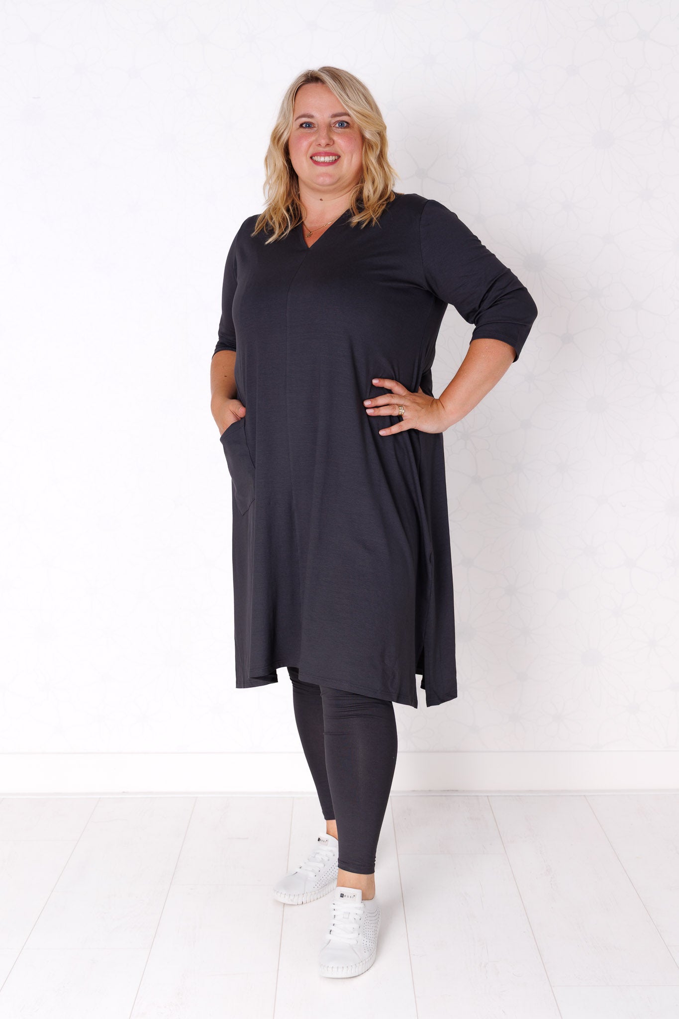 Tuniek Gonny | A-lijn | 3/4 mouw | viscose | 110 cm