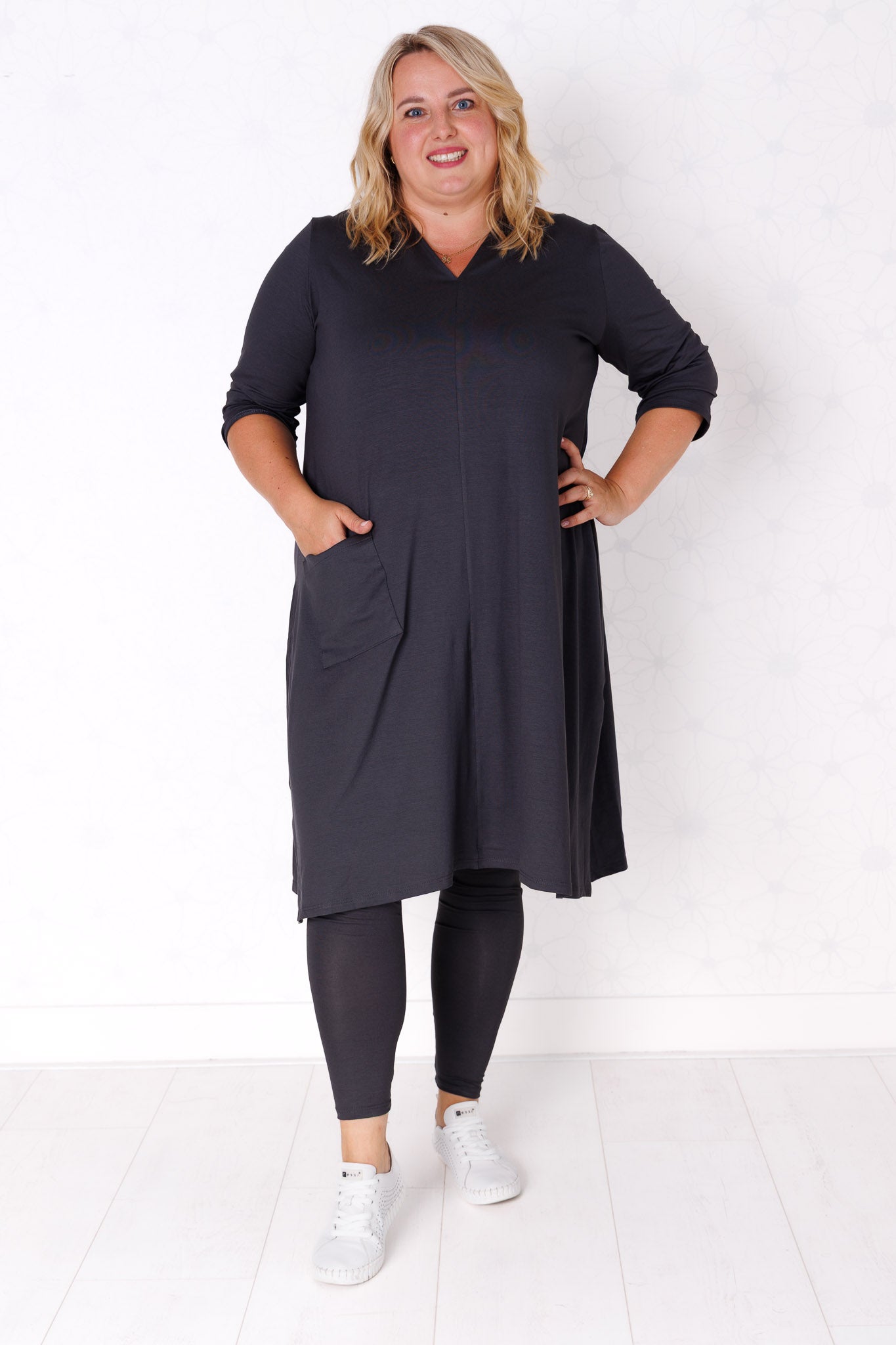 Tuniek Gonny | A-lijn | 3/4 mouw | viscose | 110 cm
