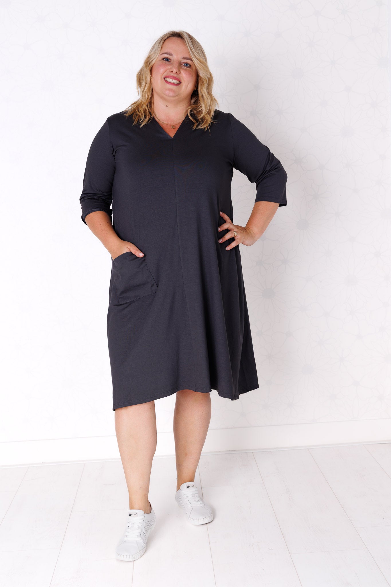 Tuniek Gonny | A-lijn | 3/4 mouw | viscose | 110 cm