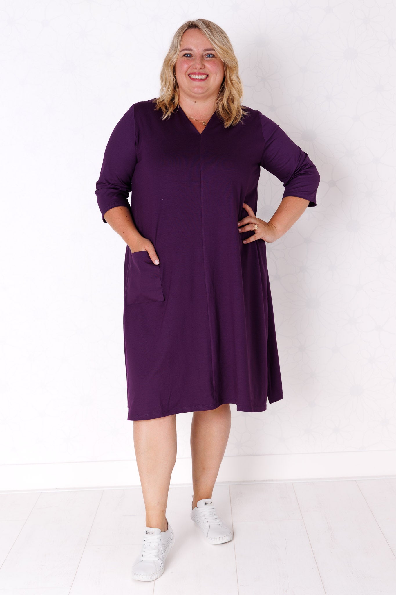 Tuniek Gonny | A-lijn | 3/4 mouw | viscose | 110 cm