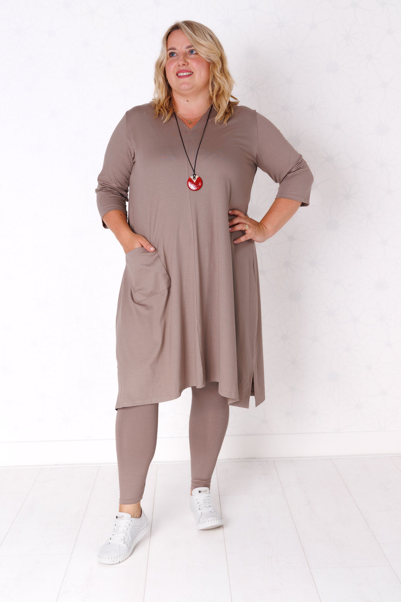 Tuniek Gonny | A-lijn | 3/4 mouw | viscose | 110 cm