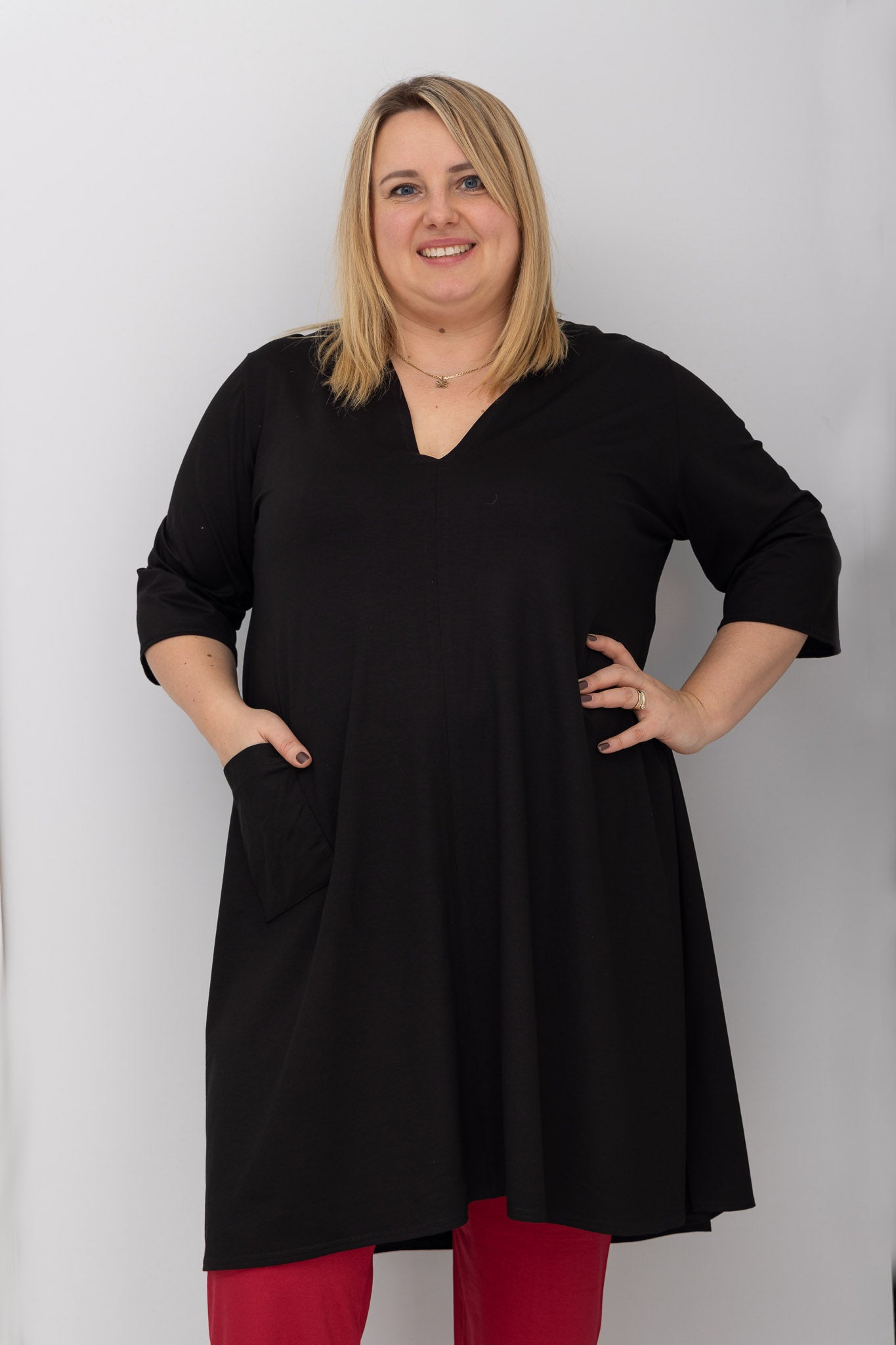 Tuniek Gonny | A-lijn | 3/4 mouw | viscose | 110 cm