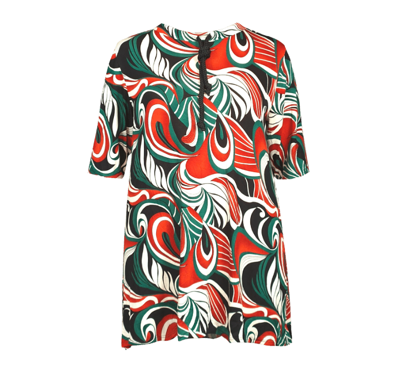 Bammode grote maten tuniek met koord en print - maten 46 t/m 60