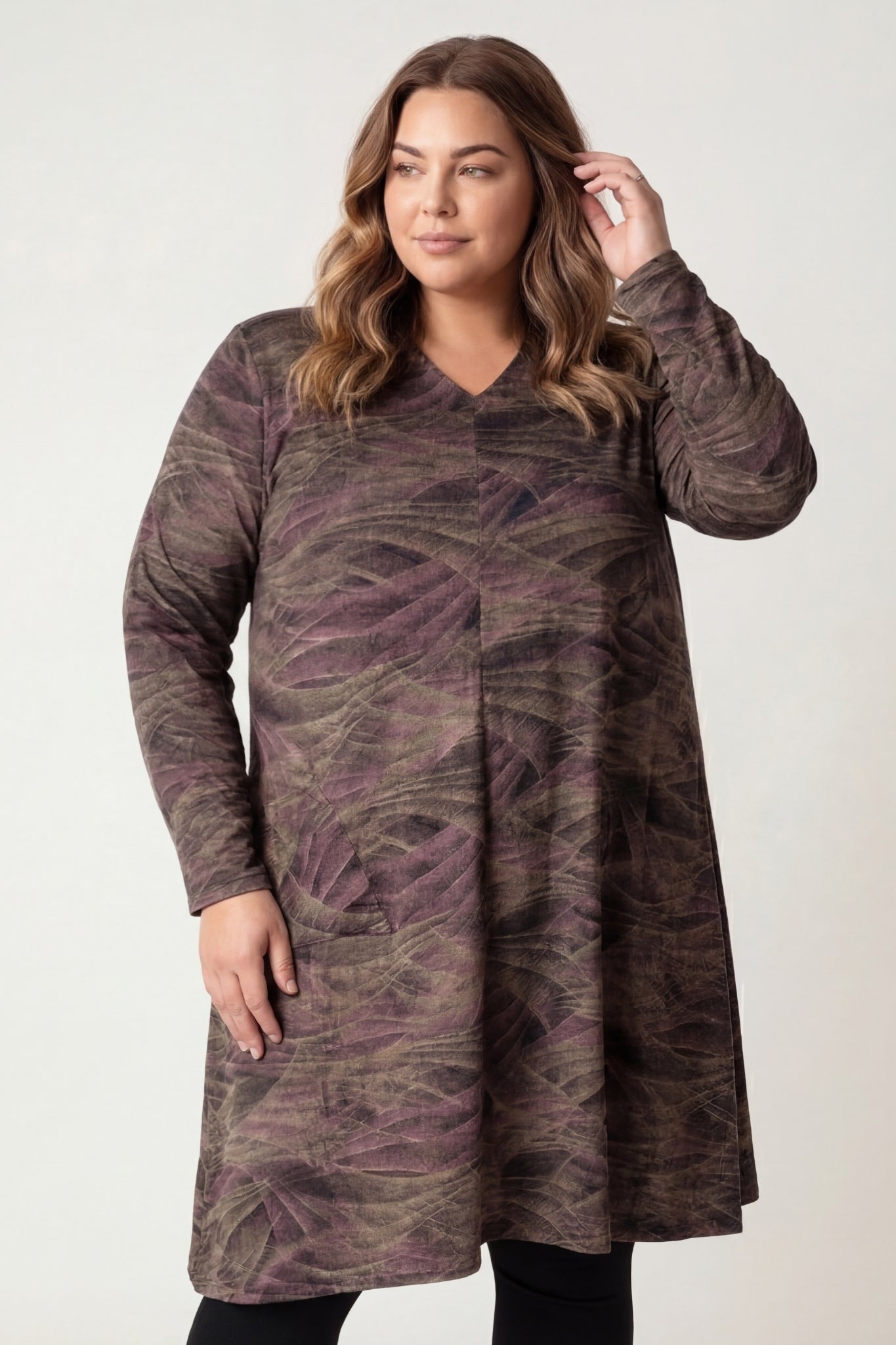 Tuniek Gonny | Olive Shadow | Viscose | 110 cm