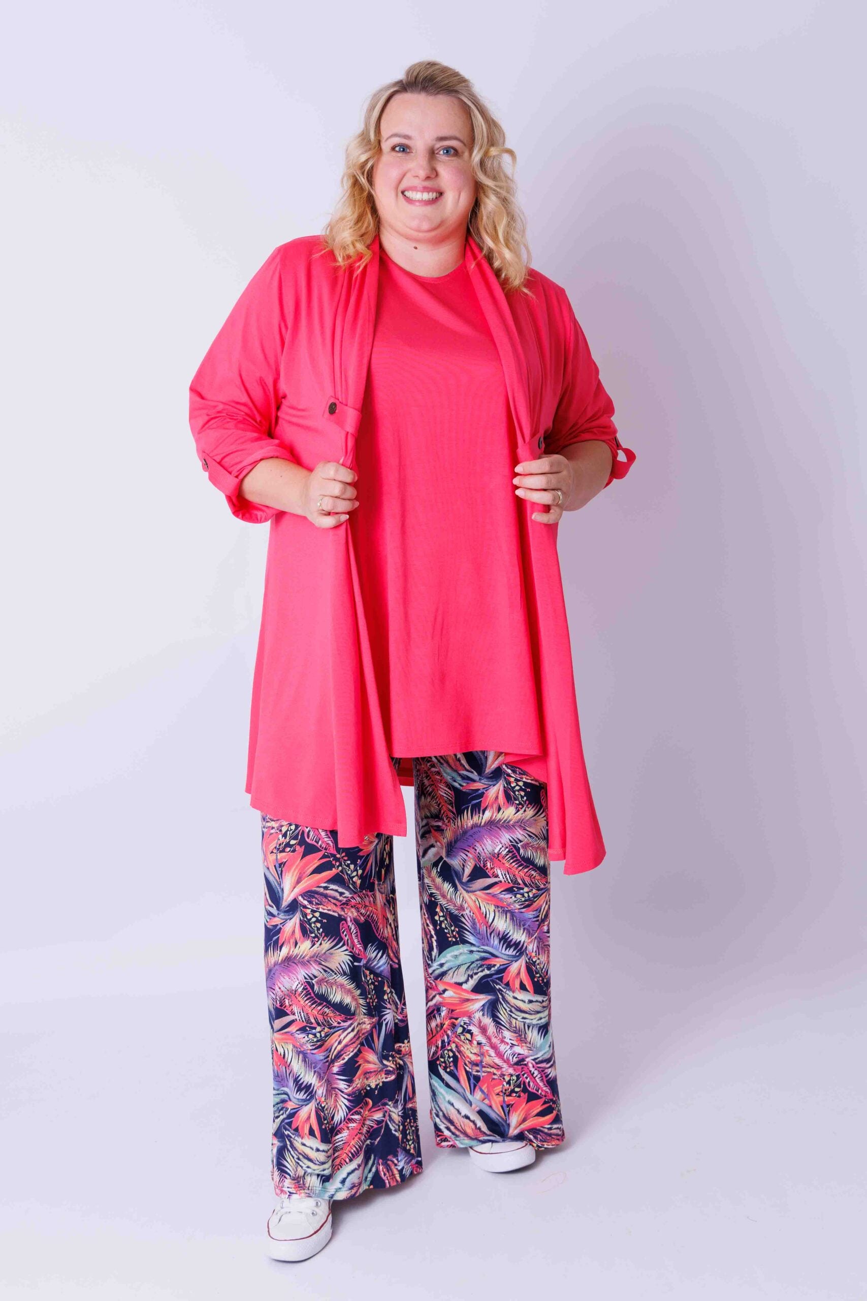 Wijde broek Judith abstracte veren viscose