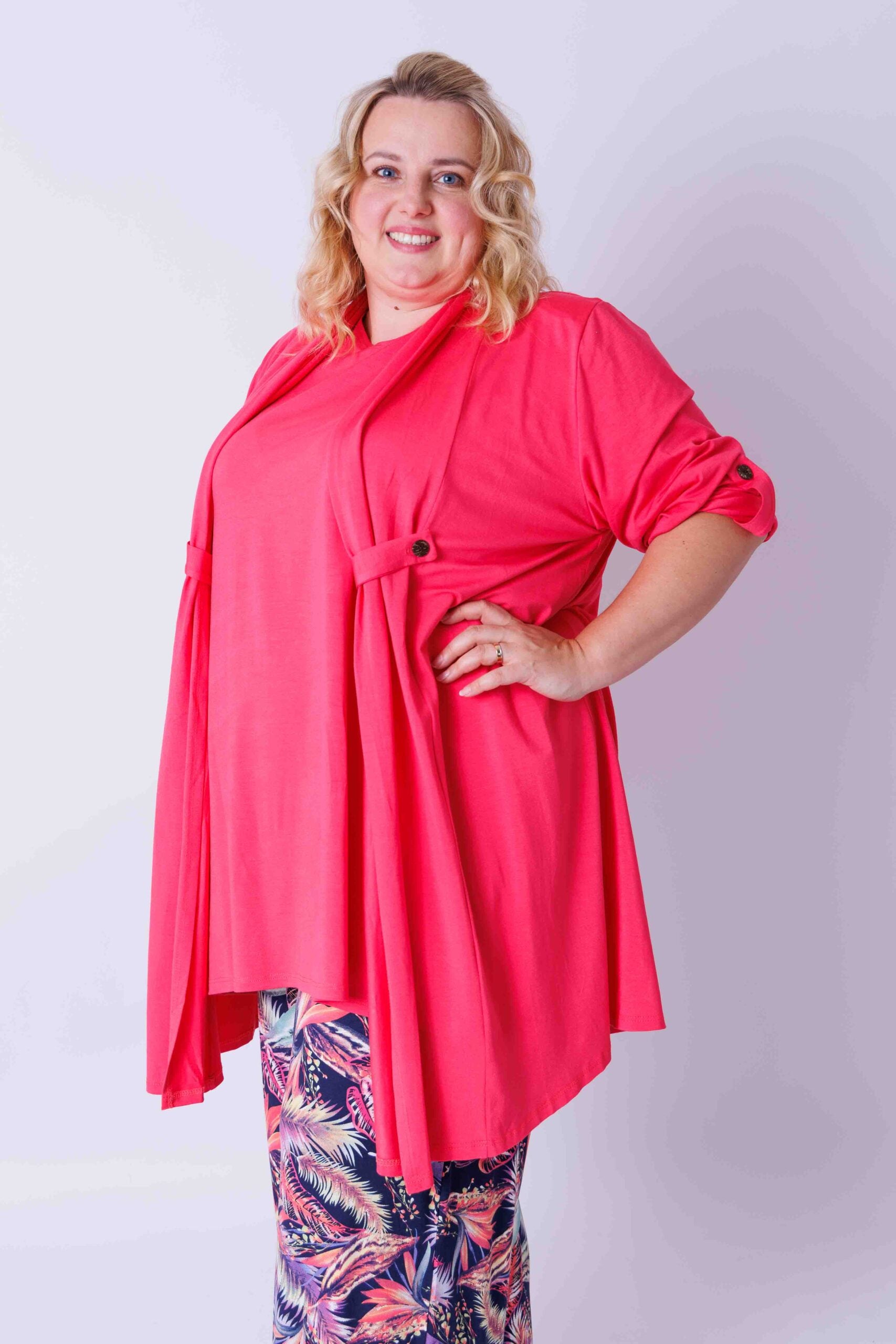 Vest Renske koraalrood 100 cm viscose