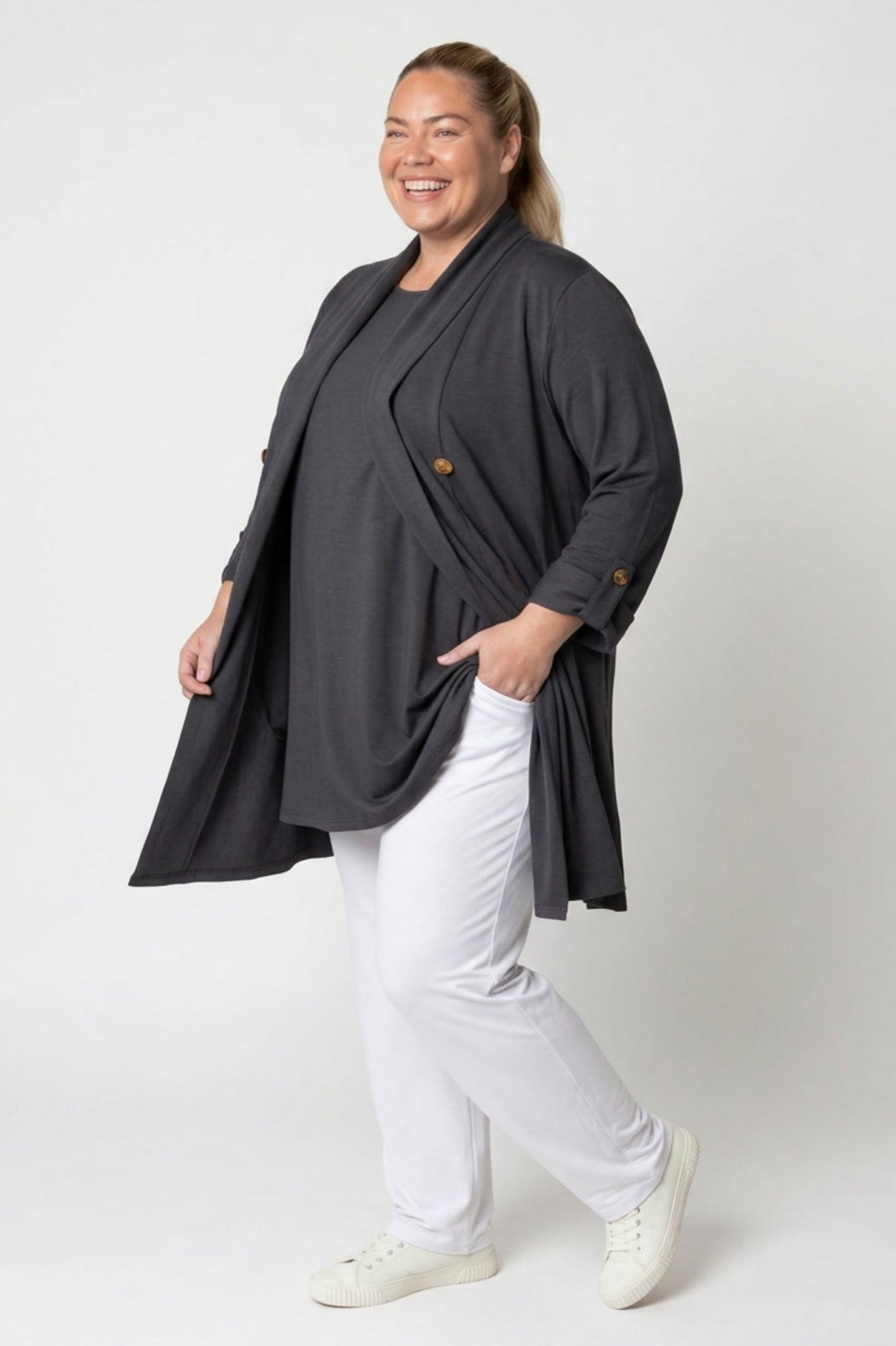 Vest Renske | Viscose | Oprol mouwen | 100cm