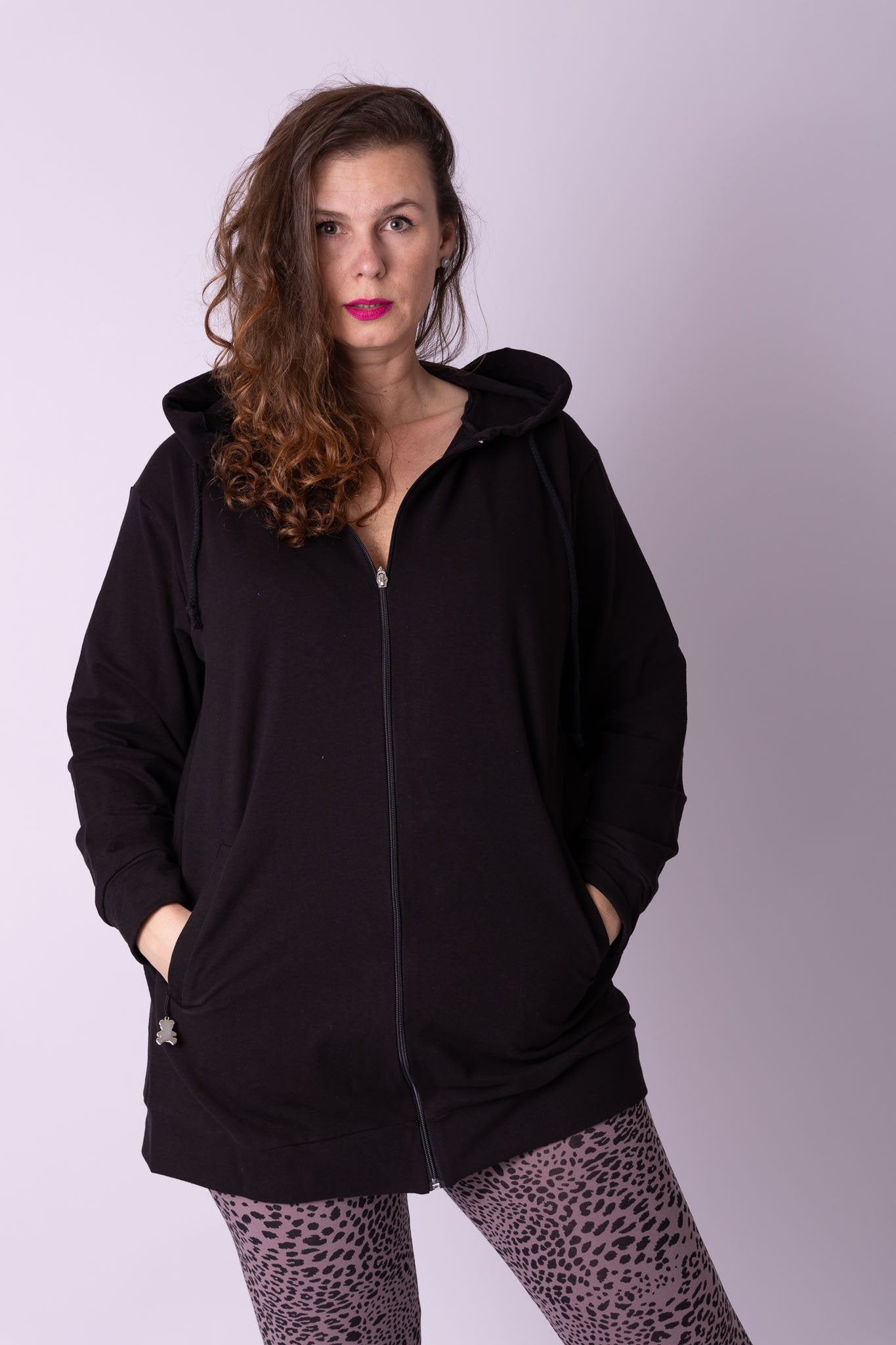 Vest met rits en capuchon katoen 92-95 cm
