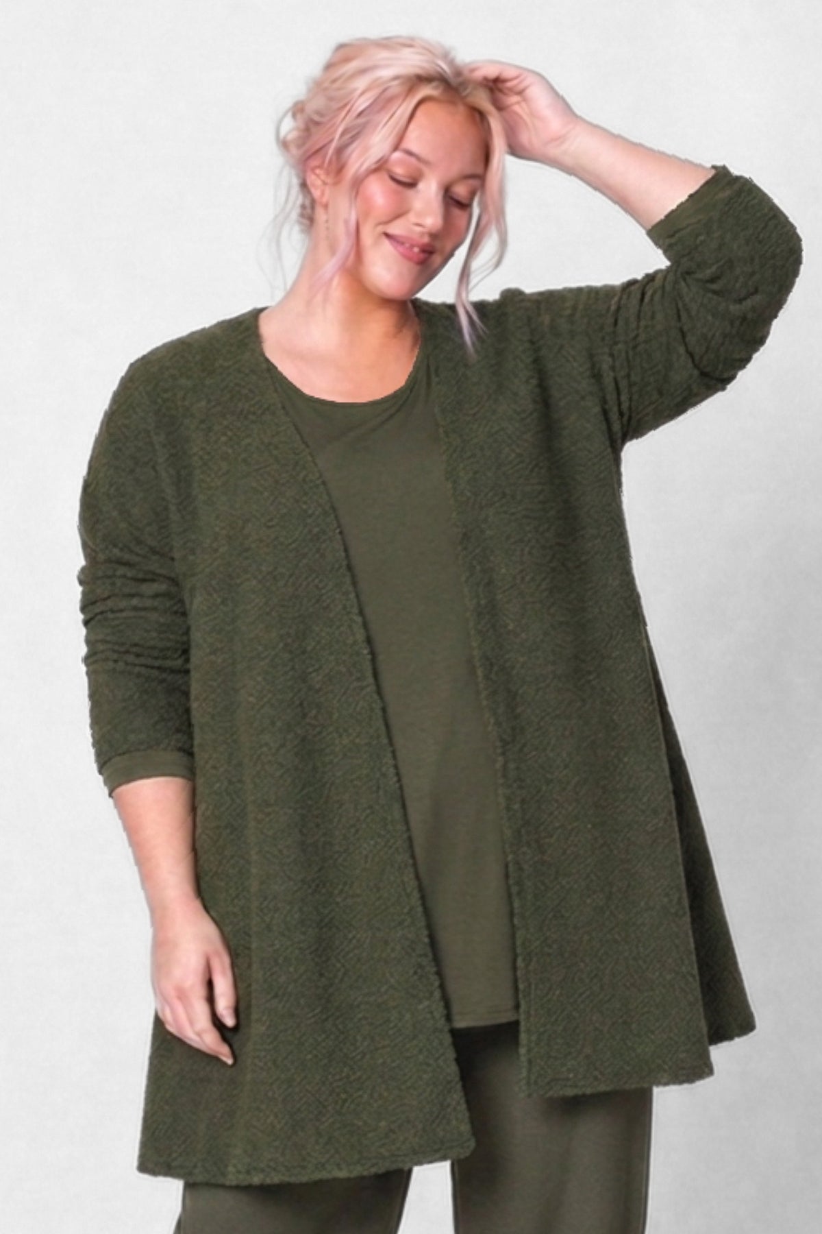 Vest Fenna | Schaapjeslook | Stretch | Lange mouw | 90 cm