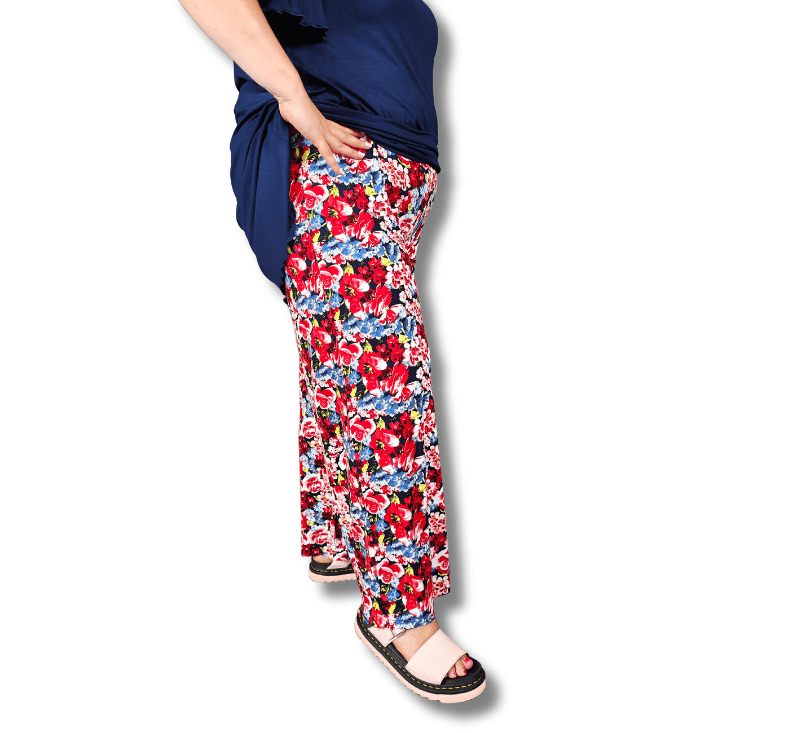 Wijde broek lang viscose maten 48-60