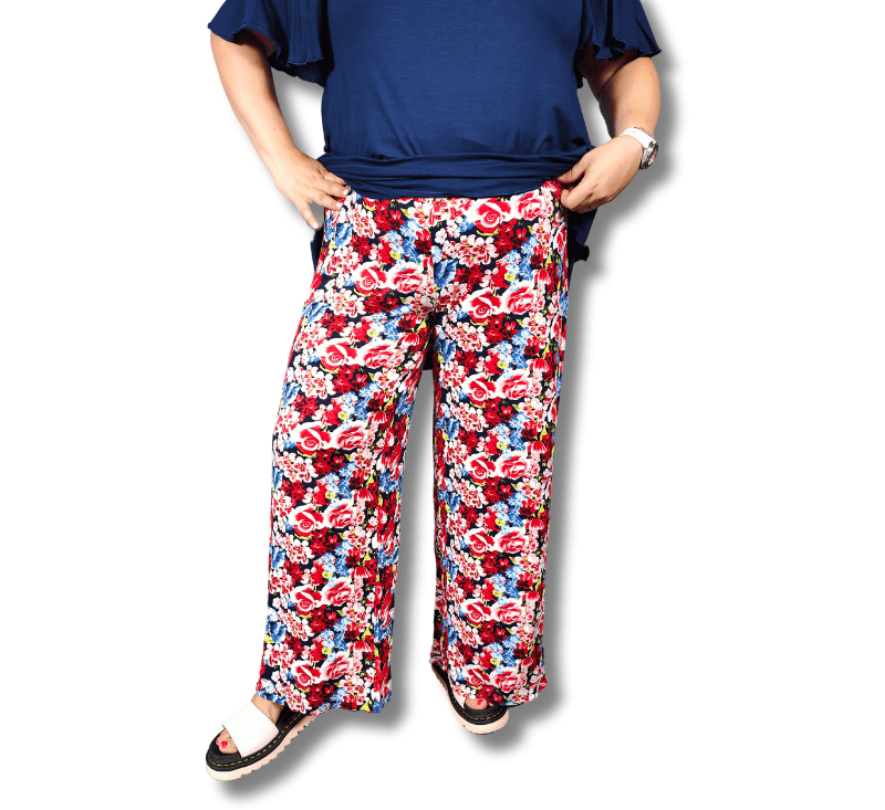 Wijde broek lang viscose maten 48-60