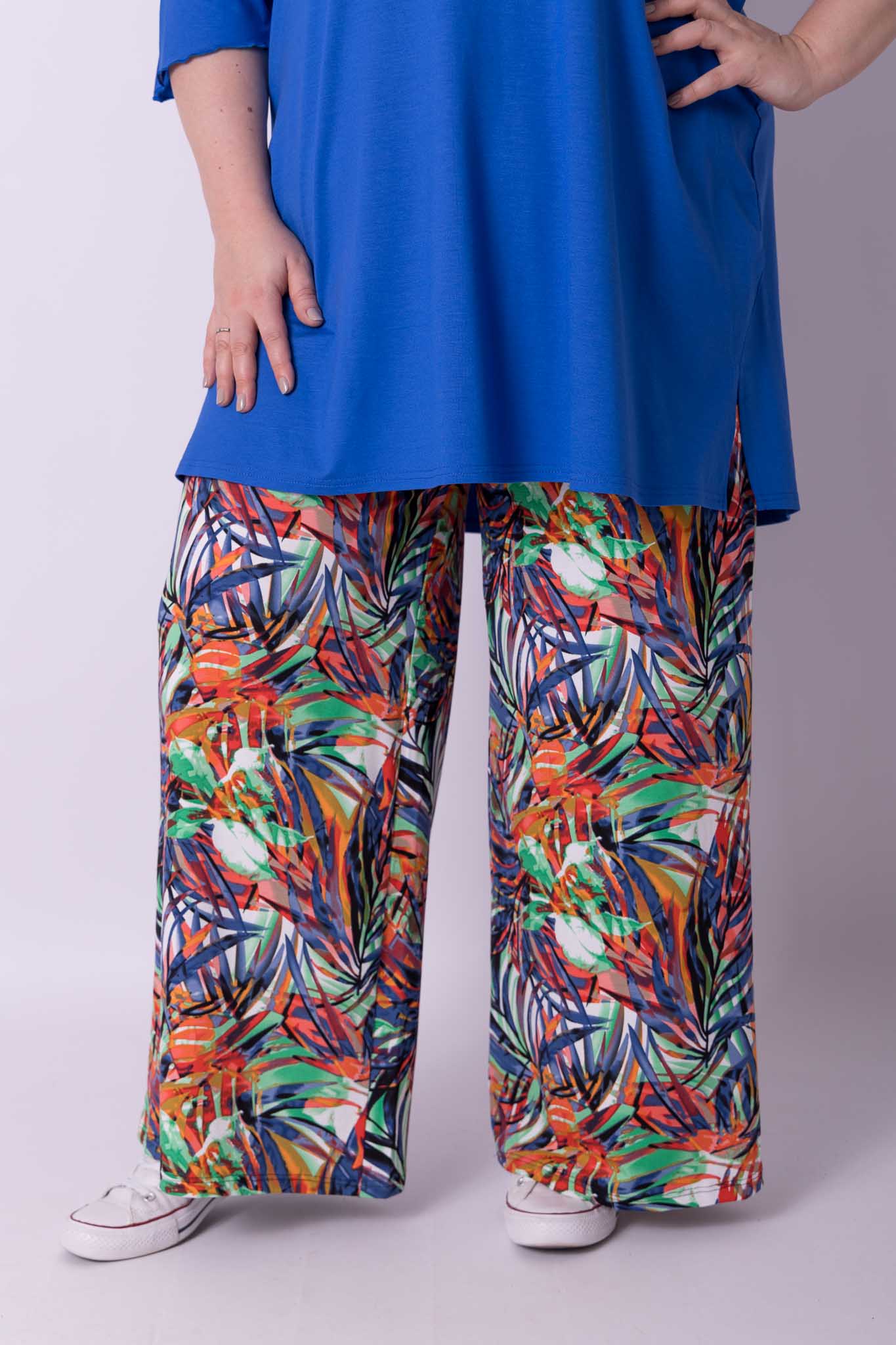 Wijde broek Judith fleurige varen viscose