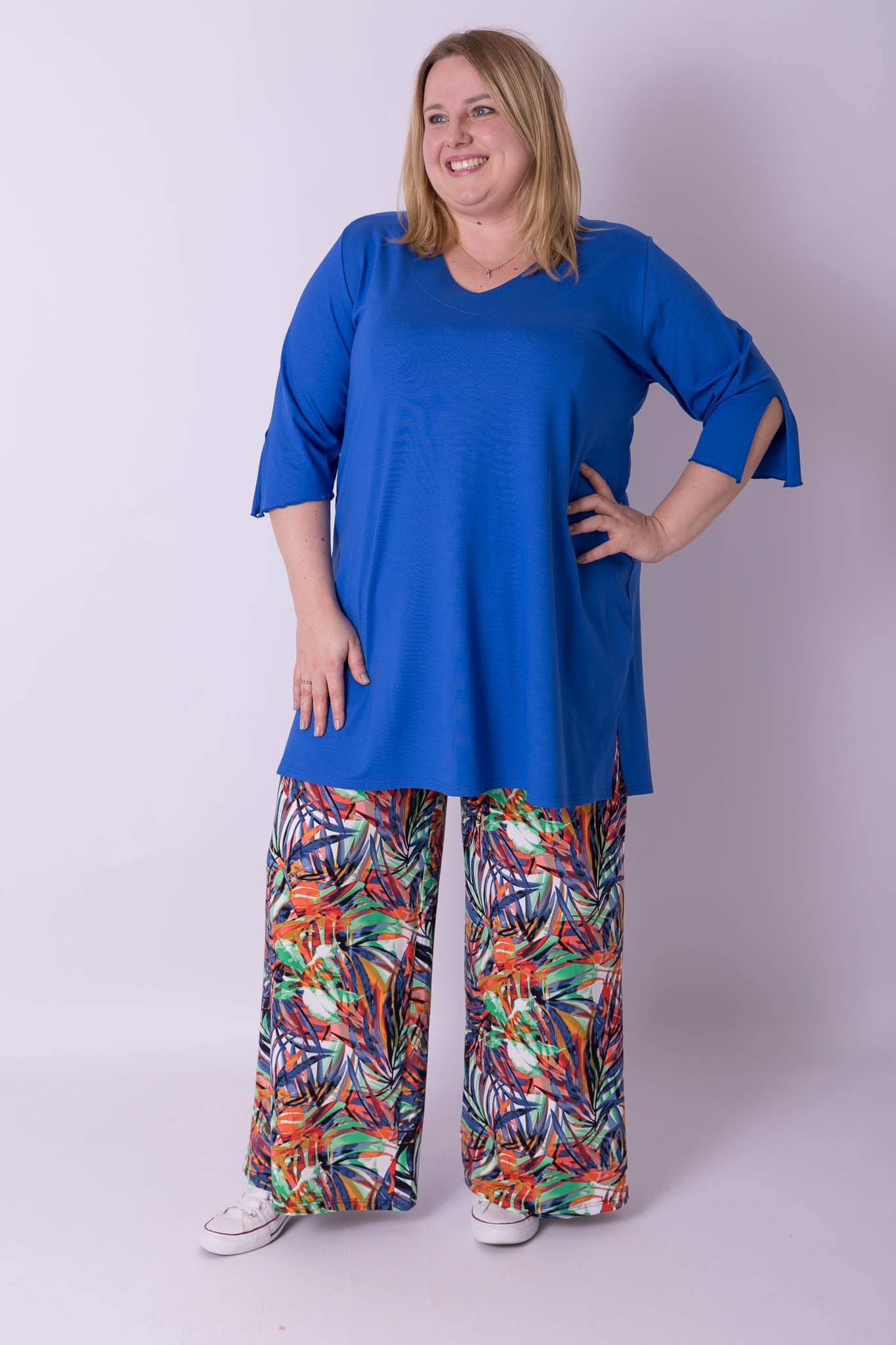 Wijde broek Judith fleurige varen viscose