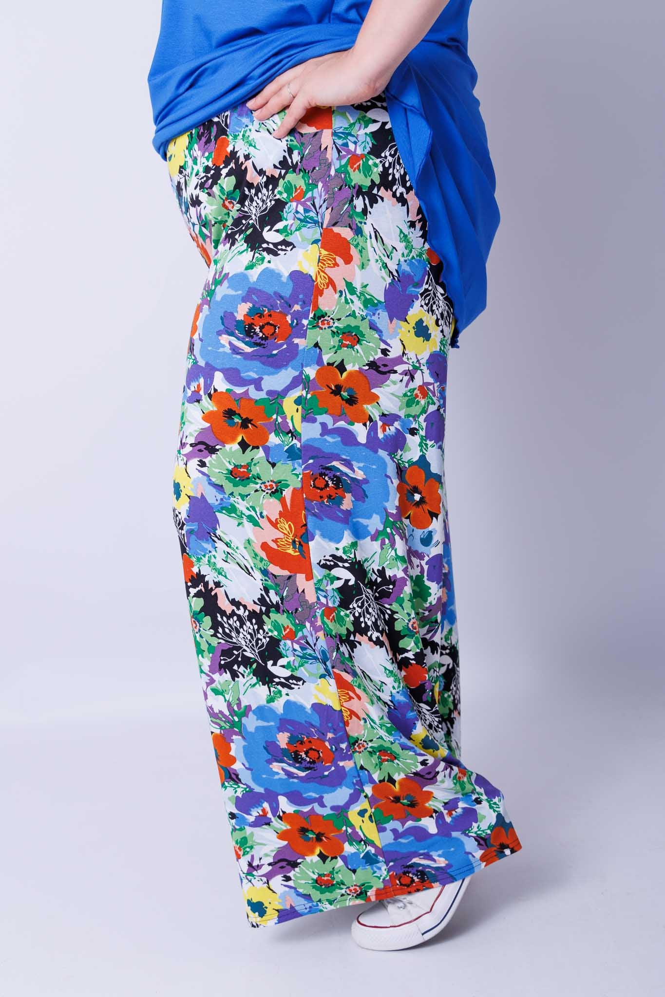 Wijde broek Judith zomerse weide viscose