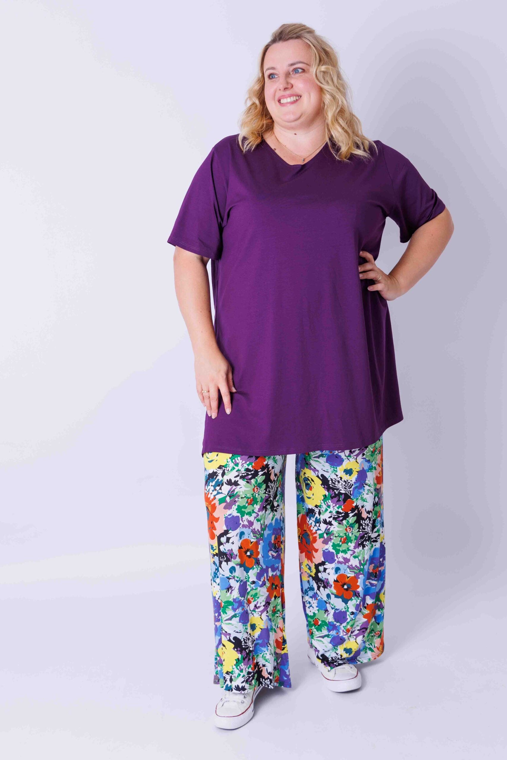 Wijde broek Judith zomerse weide viscose
