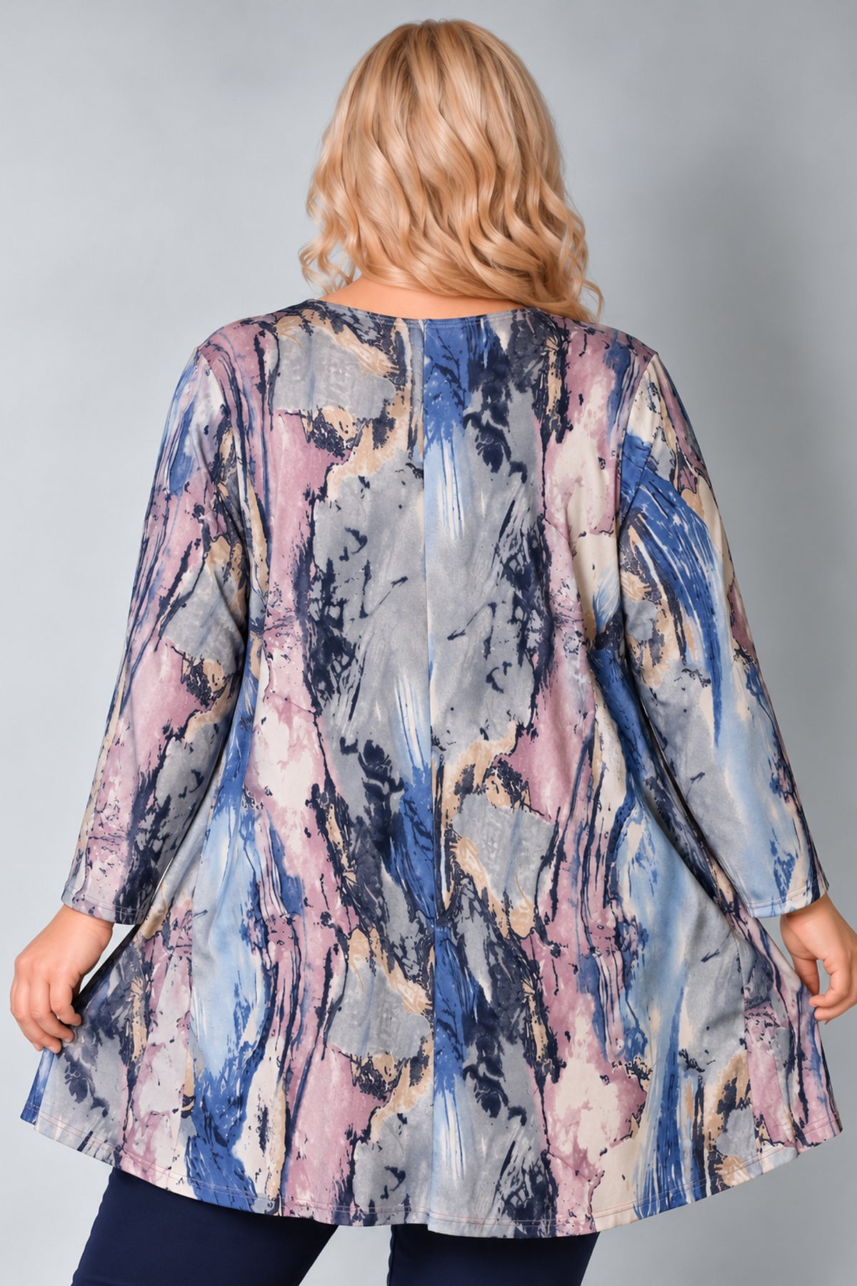 Wijd A-lijn Shirt Durkje | Blush & Blue | Soft Knit | Lange mouw | Ronde hals | 96 cm (kopie)